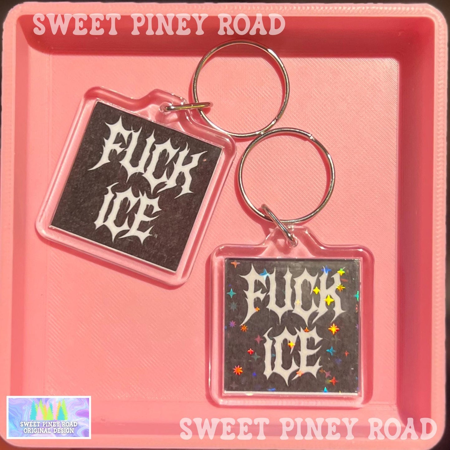 F*ck ICE Metalcore Keychain, Goth Abolish ICE Political Bag Charm, Gothic Chinga La Migra, Anti Trump Protest Bag Tag, FDT Democrat Acrylic
