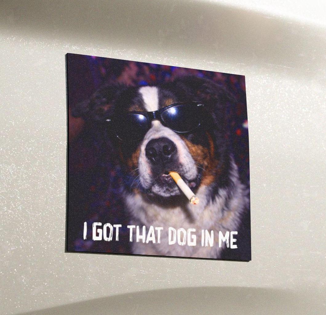 Funny Border Collie Car Magnet, Hilarious Smoking Night Club, Outdoor Waterproof Party Animal Lover Gag Gift, I Got That Dog In Me y2k Dawg