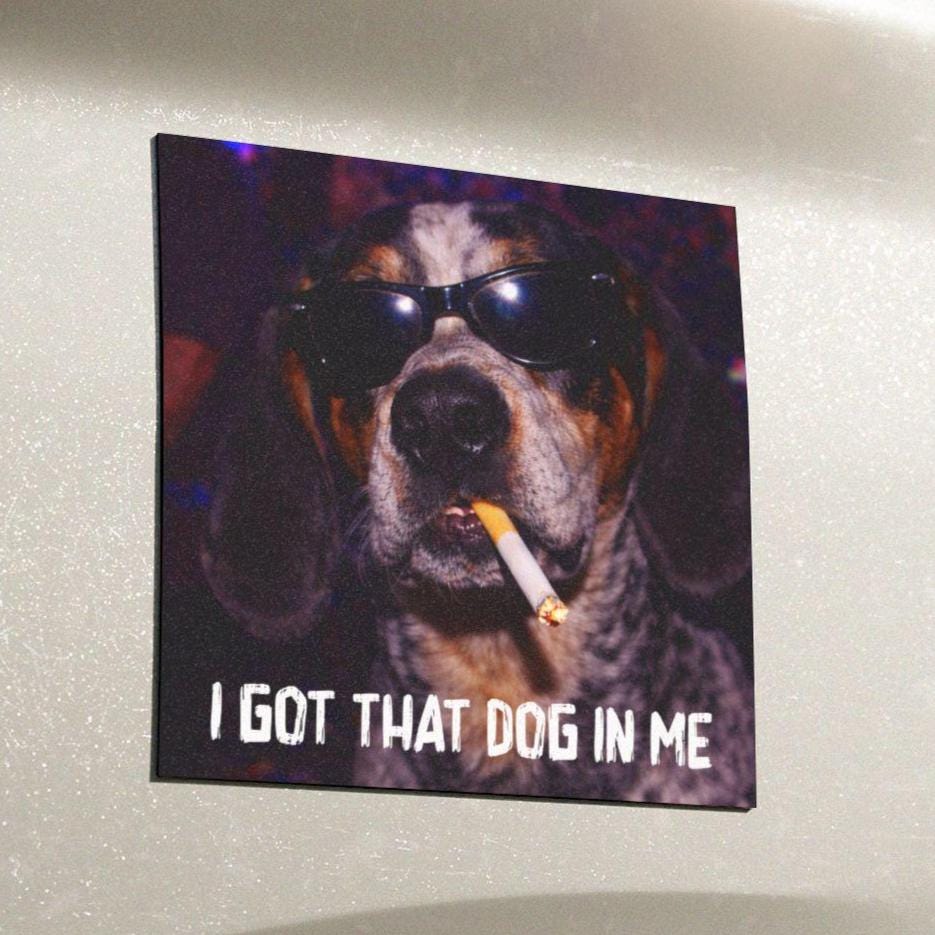 Funny Coonhound Car Magnet, Hilarious Smoking Night Club Dogs, Waterproof Party Animal Lover Gag Gift, I Got That Dog In Me y2k Meme Humor