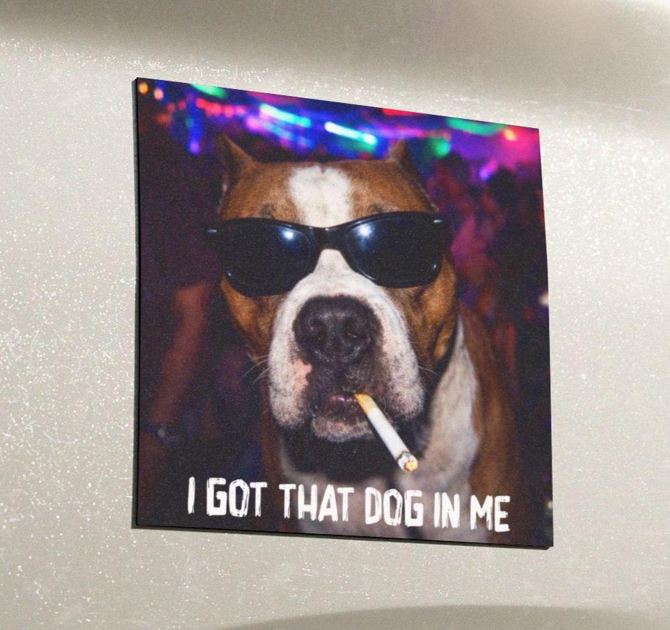 Funny Pitbull Car Magnet, Hilarious Smoking Night Club Dogs, Waterproof Party Animal Lover Gag Gift, I Got That Dog In Me y2k Meme Humor