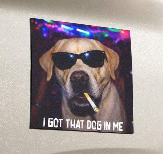 Funny Labrador Retriever Car Magnet, Hilarious Smoking Night Club Yellow Lab Dogs, Party Animal Lover Gag Gift, I Got That Dog In Me y2k