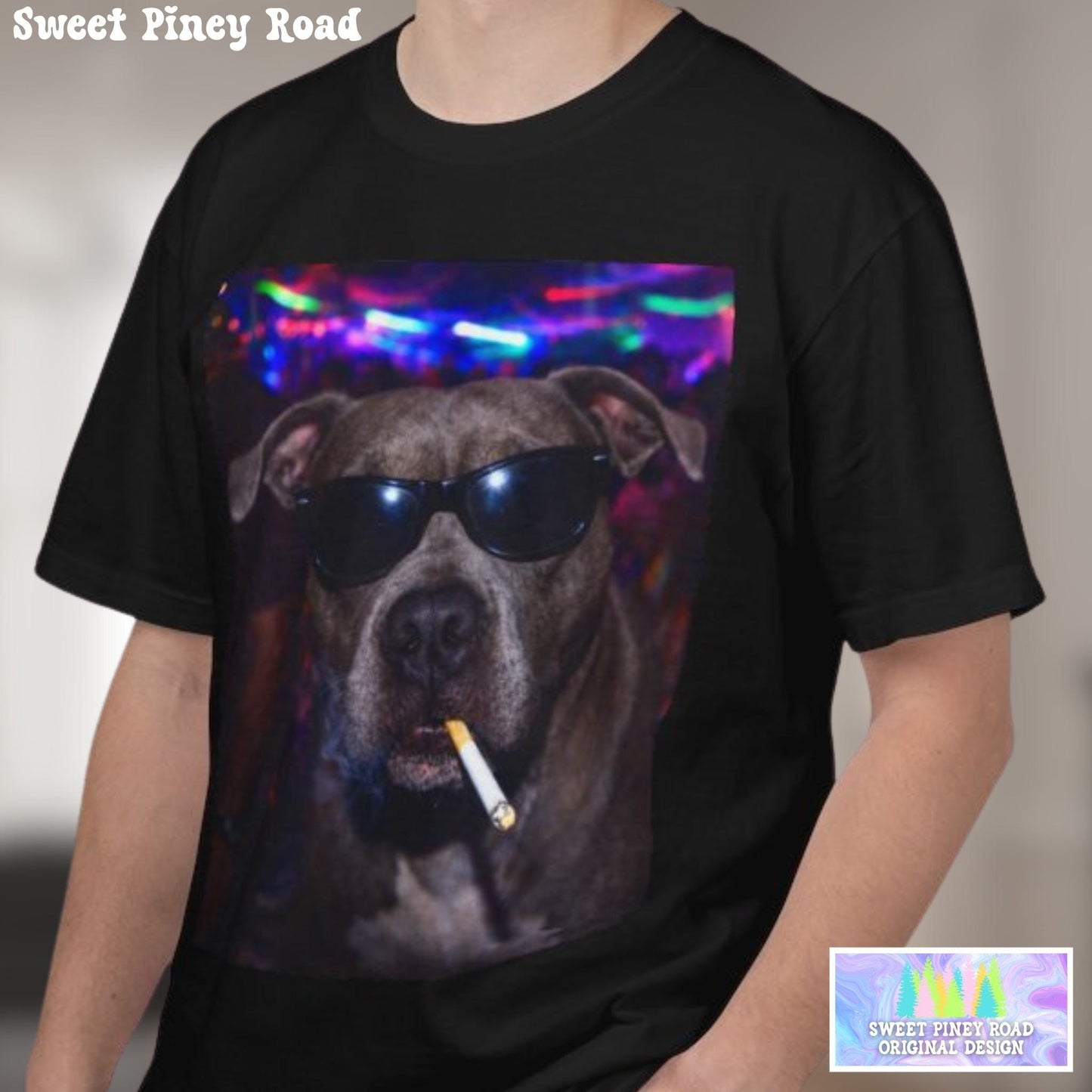 Funny Pitbull Shirt, Hilarious Bully Dogs Smoking Night Club T-Shirt, Party Animal Tee Gift, I Got That Dog In Me y2k Rave Themed Tshirt