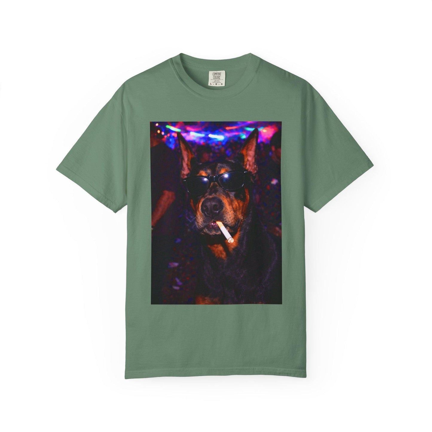 Funny Doberman Shirt, Hilarious Dogs Smoking Night Club T-Shirt, Party Animal Tee Gift, I Got That Dog In Me y2k Rave Themed Tshirt