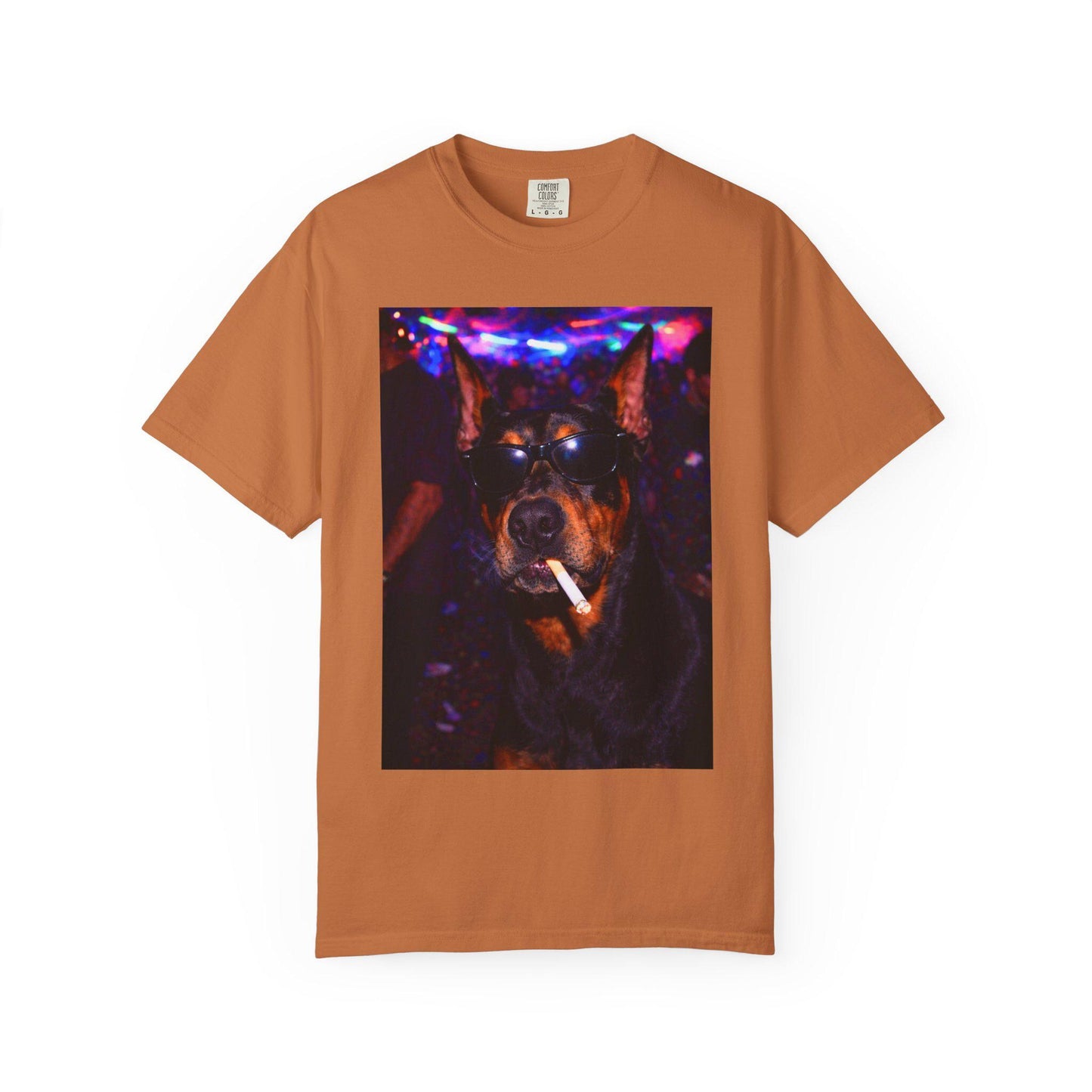 Funny Doberman Shirt, Hilarious Dogs Smoking Night Club T-Shirt, Party Animal Tee Gift, I Got That Dog In Me y2k Rave Themed Tshirt