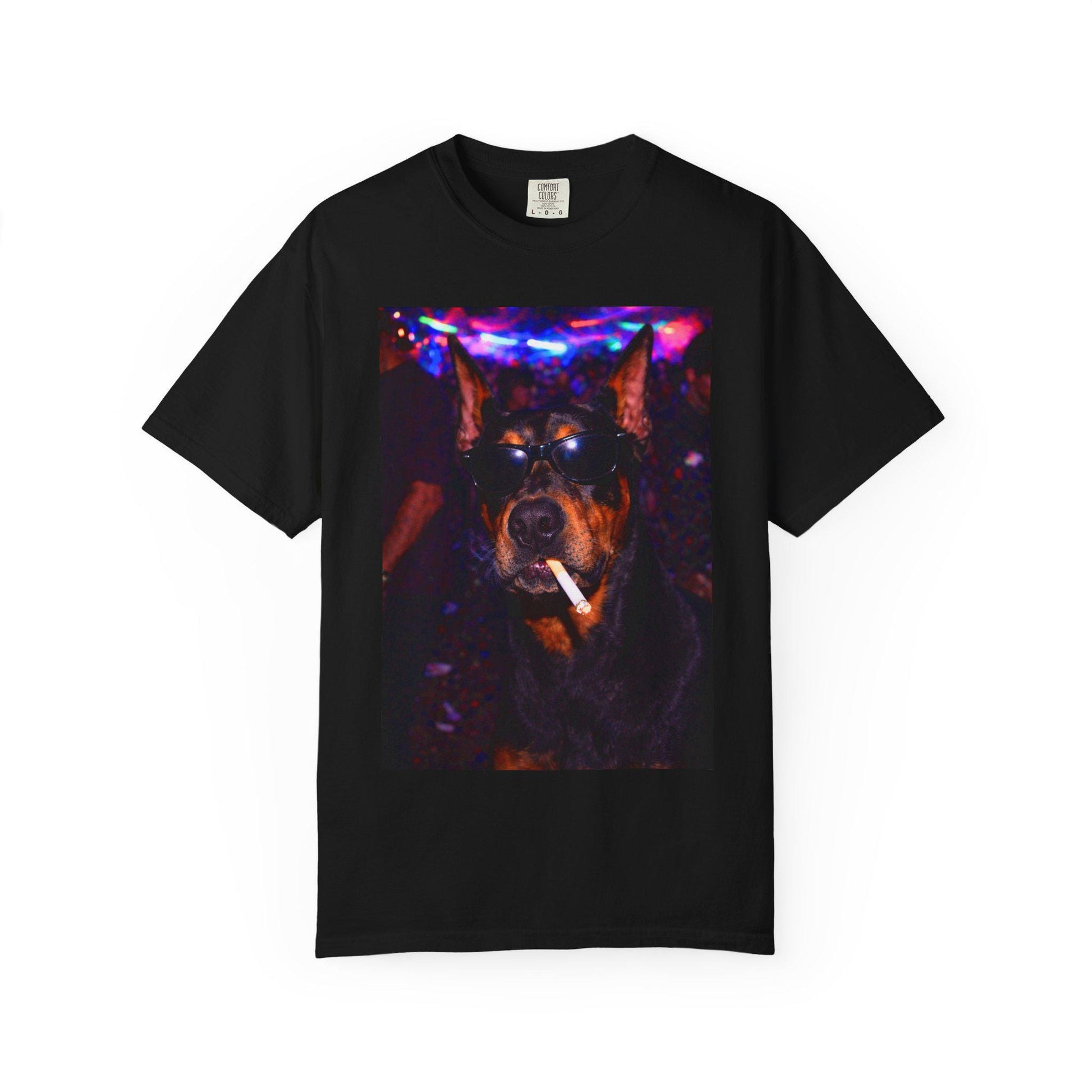 Funny Doberman Shirt, Hilarious Dogs Smoking Night Club T-Shirt, Party Animal Tee Gift, I Got That Dog In Me y2k Rave Themed Tshirt
