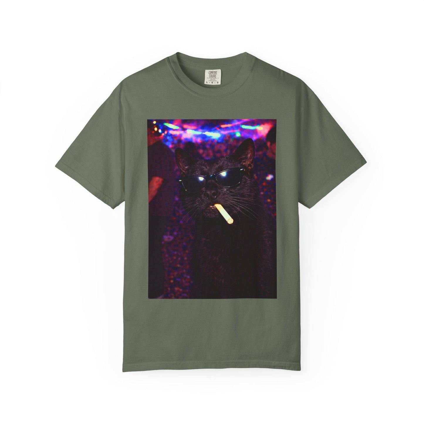 Funny Black Cat Shirt, Hilarious Cats Smoking Night Club T-Shirt, Party Animal Tee Gift, Y2k Rave Kitty Tshirt