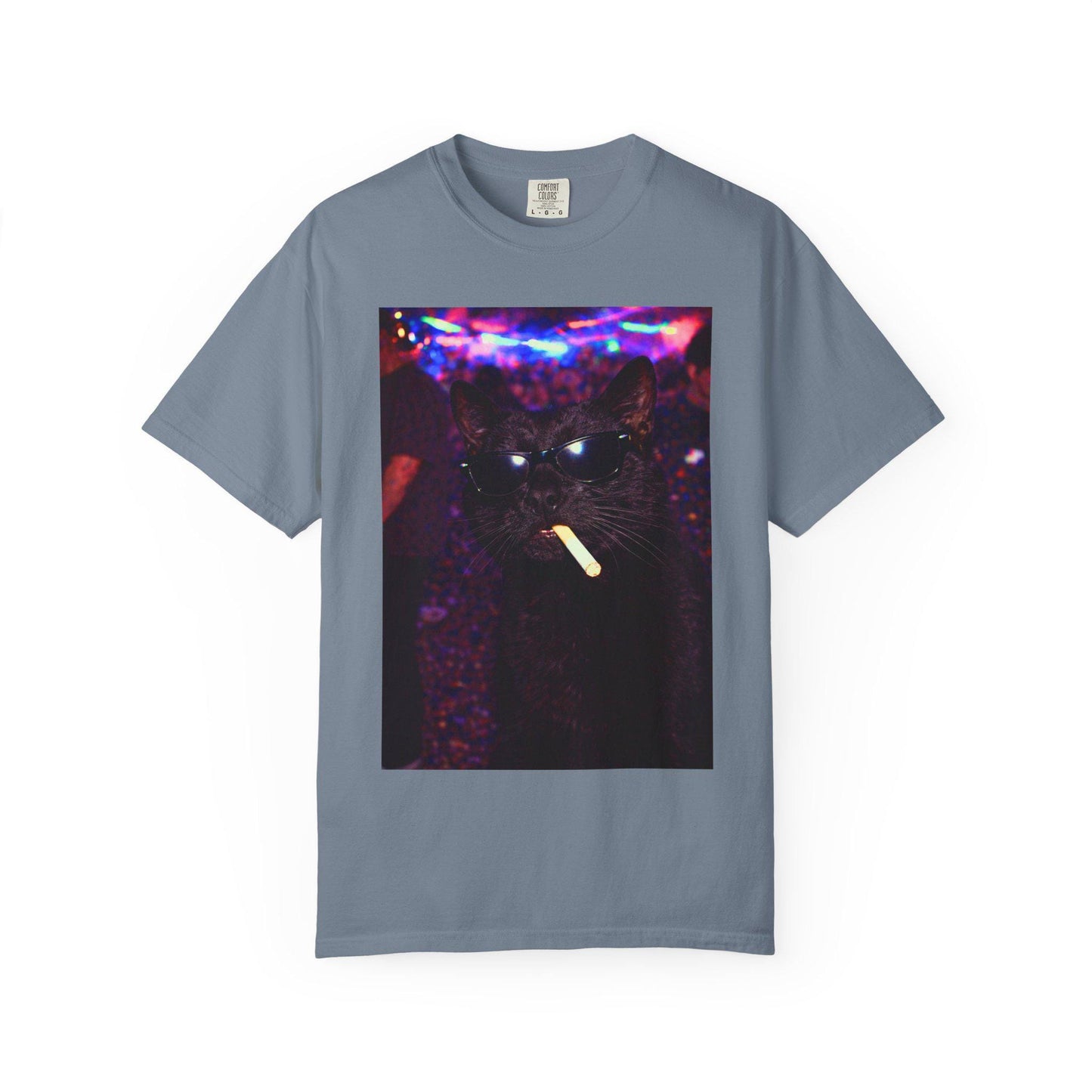 Funny Black Cat Shirt, Hilarious Cats Smoking Night Club T-Shirt, Party Animal Tee Gift, Y2k Rave Kitty Tshirt