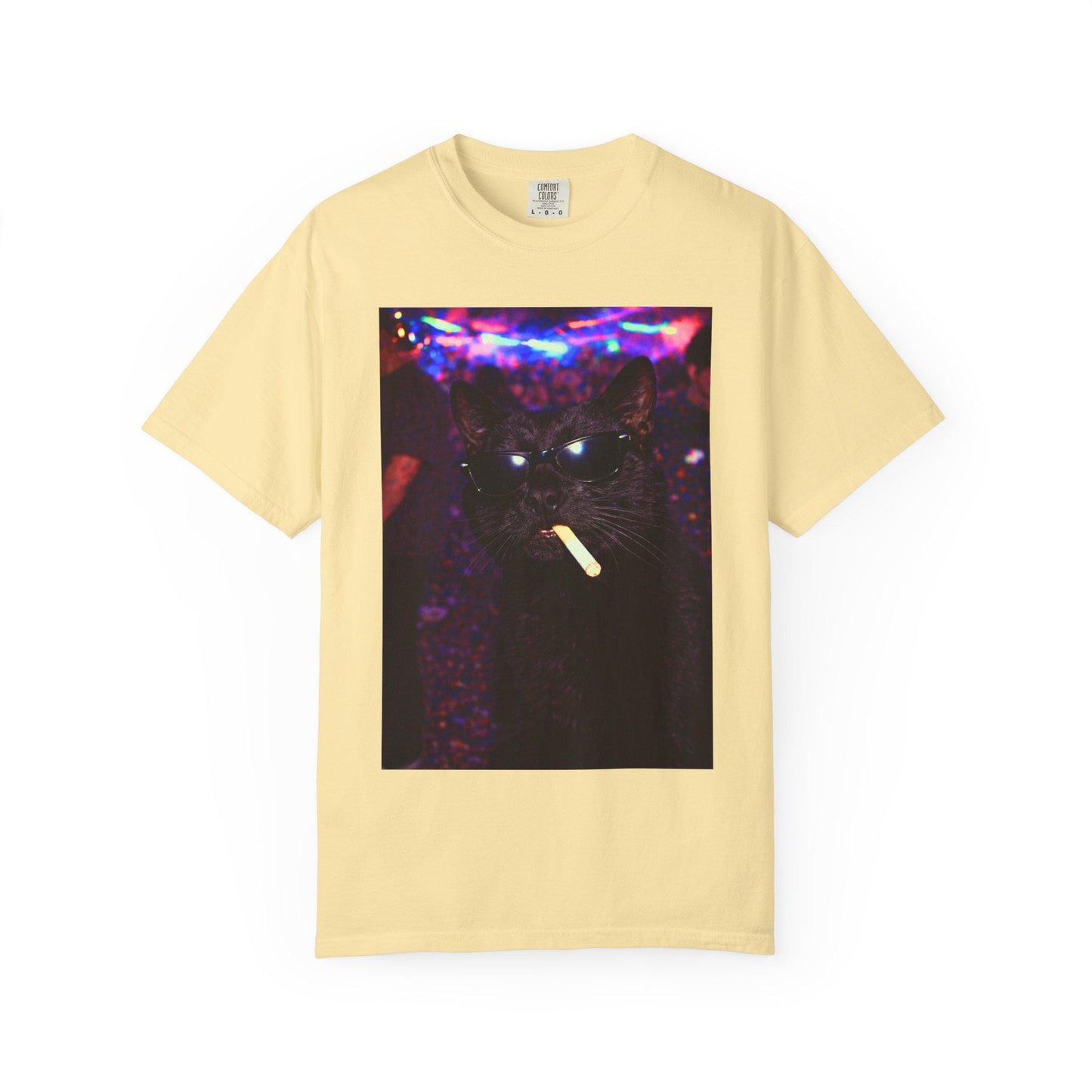 Funny Black Cat Shirt, Hilarious Cats Smoking Night Club T-Shirt, Party Animal Tee Gift, Y2k Rave Kitty Tshirt