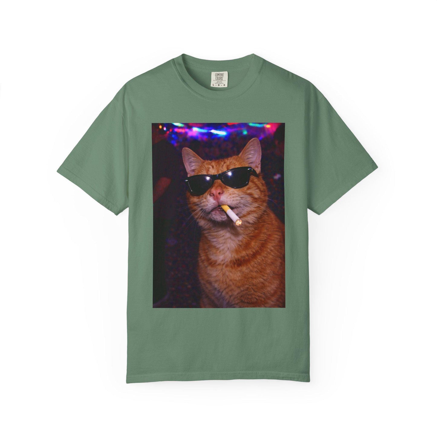 Funny Orange Cat Shirt, Hilarious Cats Smoking Night Club T-Shirt, Party Animal Tee Gift, Y2k Rave Kitty Tshirt