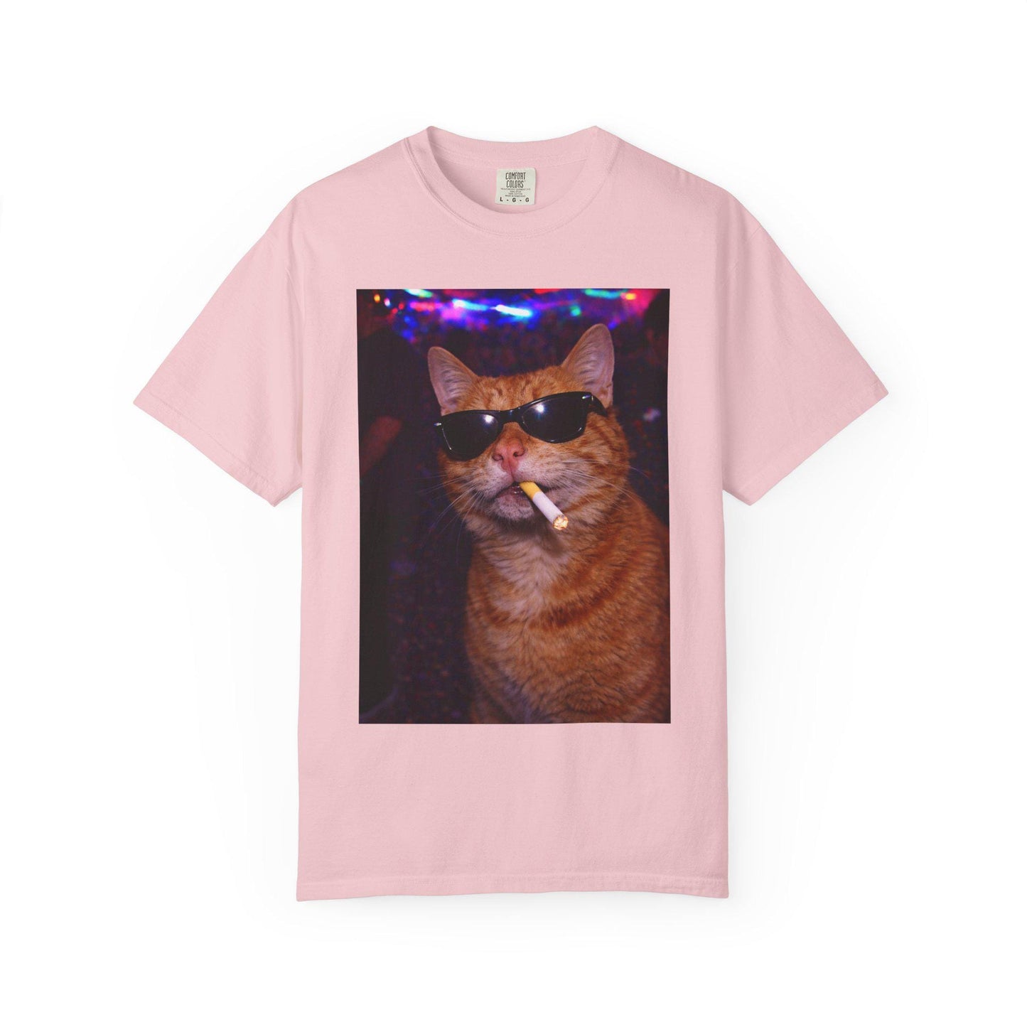 Funny Orange Cat Shirt, Hilarious Cats Smoking Night Club T-Shirt, Party Animal Tee Gift, Y2k Rave Kitty Tshirt