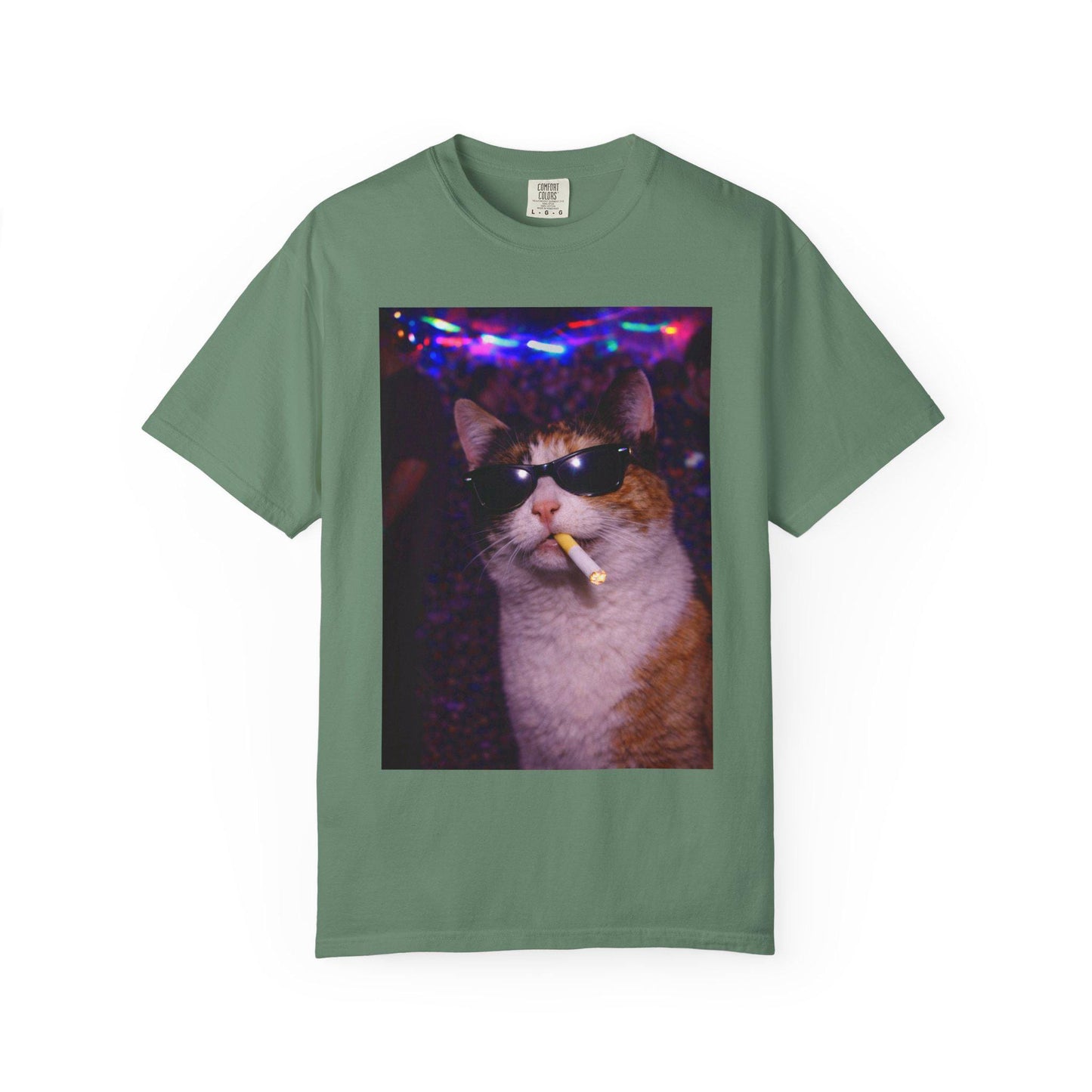 Funny Calico Cat Shirt, Hilarious Cats Smoking Night Club T-Shirt, Party Animal Tee Gift, Y2k Rave Kitty Tshirt