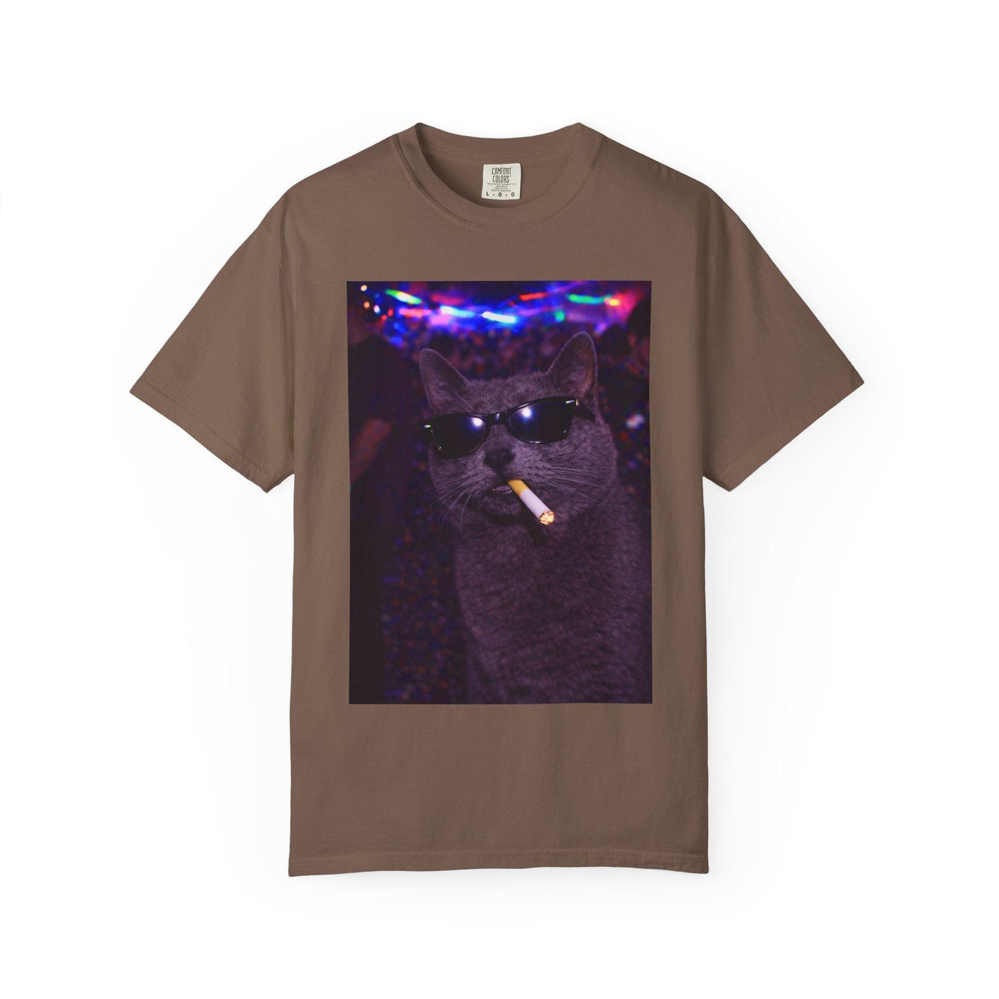 Funny Grey Cat Shirt, Hilarious Gray Cats Smoking Night Club T-Shirt, Party Animal Tee Gift, Y2k Rave Kitty Tshirt