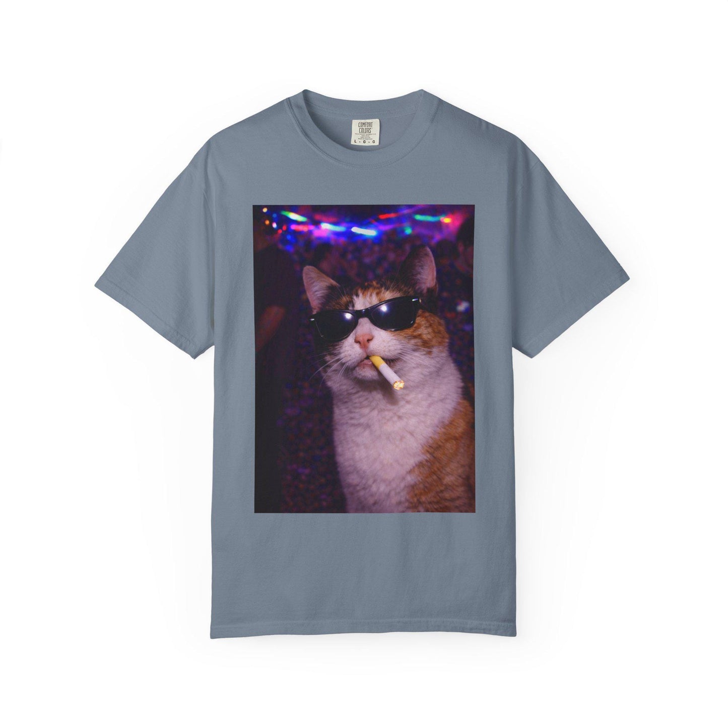 Funny Calico Cat Shirt, Hilarious Cats Smoking Night Club T-Shirt, Party Animal Tee Gift, Y2k Rave Kitty Tshirt