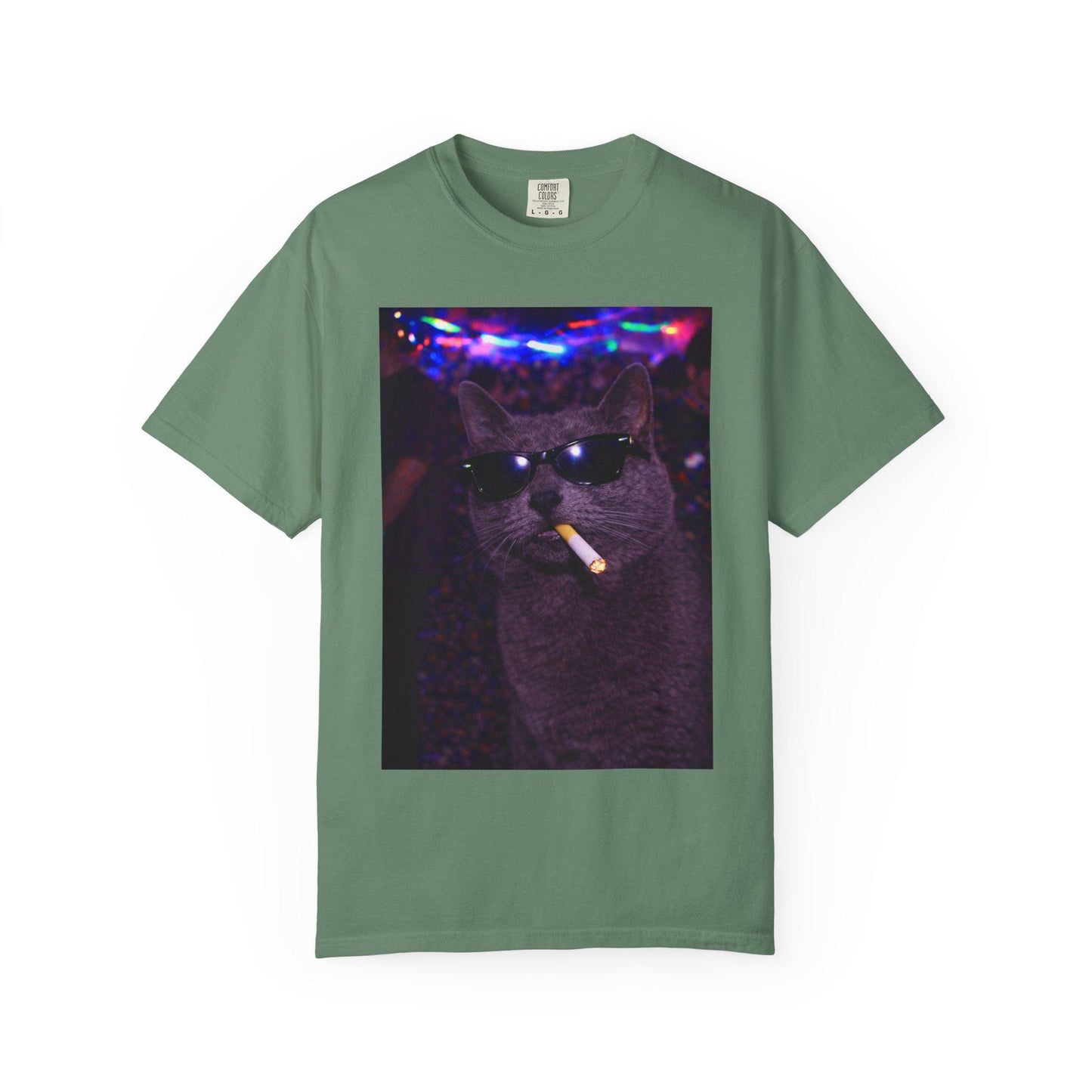 Funny Grey Cat Shirt, Hilarious Gray Cats Smoking Night Club T-Shirt, Party Animal Tee Gift, Y2k Rave Kitty Tshirt