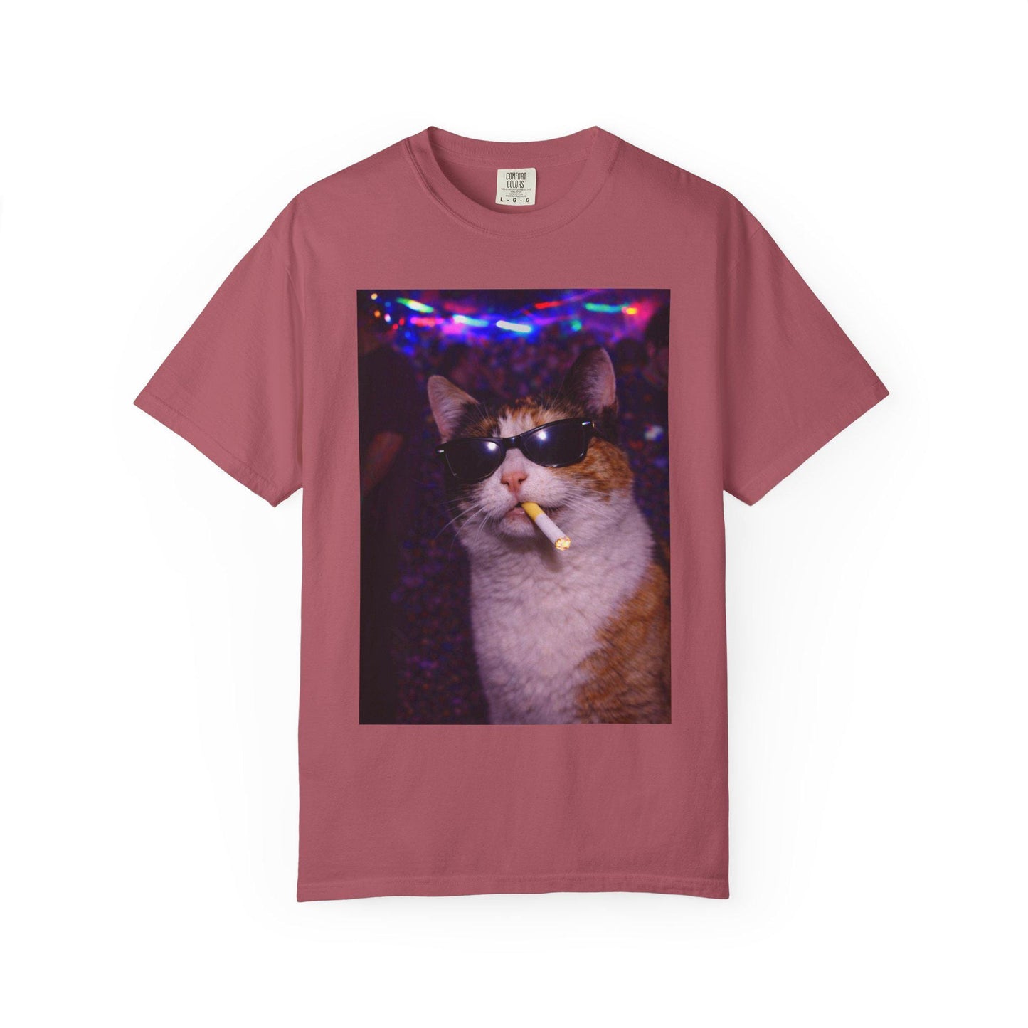 Funny Calico Cat Shirt, Hilarious Cats Smoking Night Club T-Shirt, Party Animal Tee Gift, Y2k Rave Kitty Tshirt