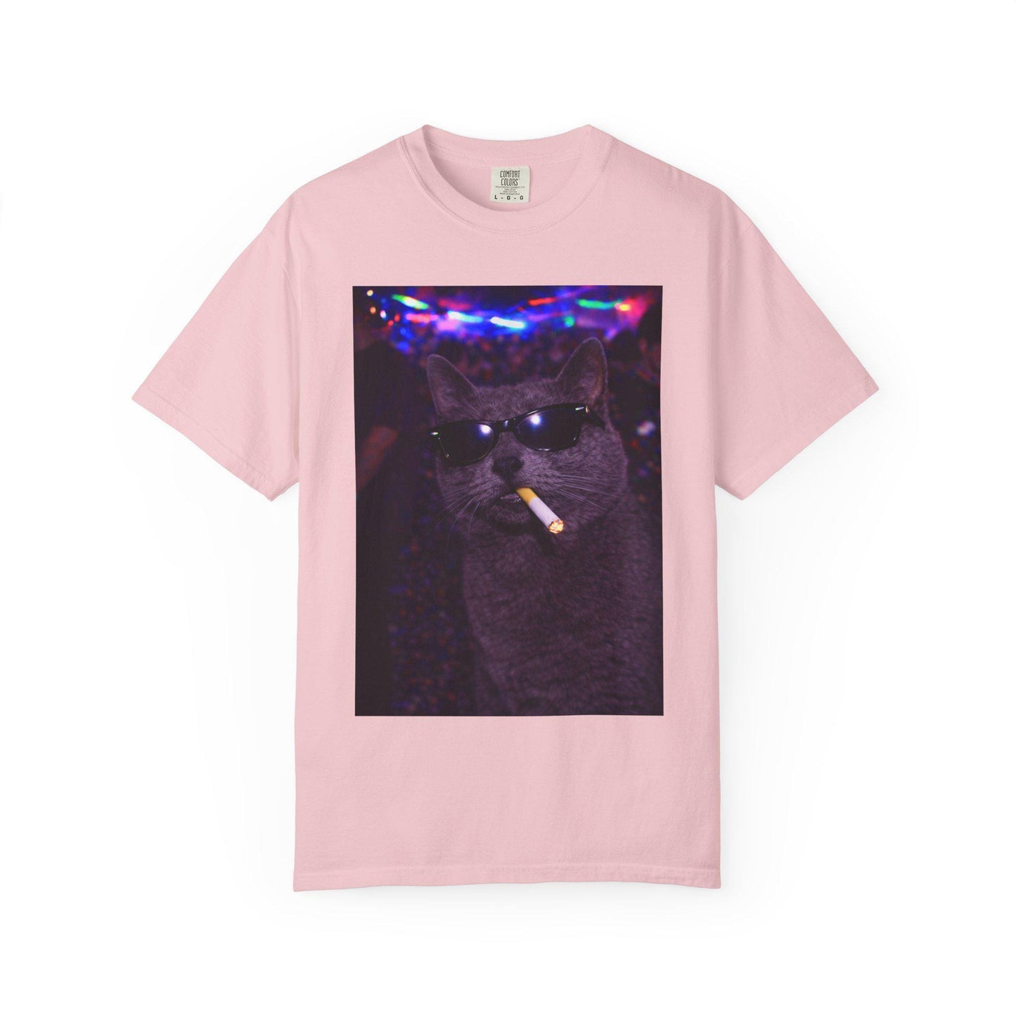 Funny Grey Cat Shirt, Hilarious Gray Cats Smoking Night Club T-Shirt, Party Animal Tee Gift, Y2k Rave Kitty Tshirt