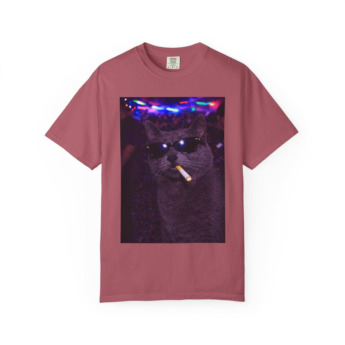 Funny Grey Cat Shirt, Hilarious Gray Cats Smoking Night Club T-Shirt, Party Animal Tee Gift, Y2k Rave Kitty Tshirt