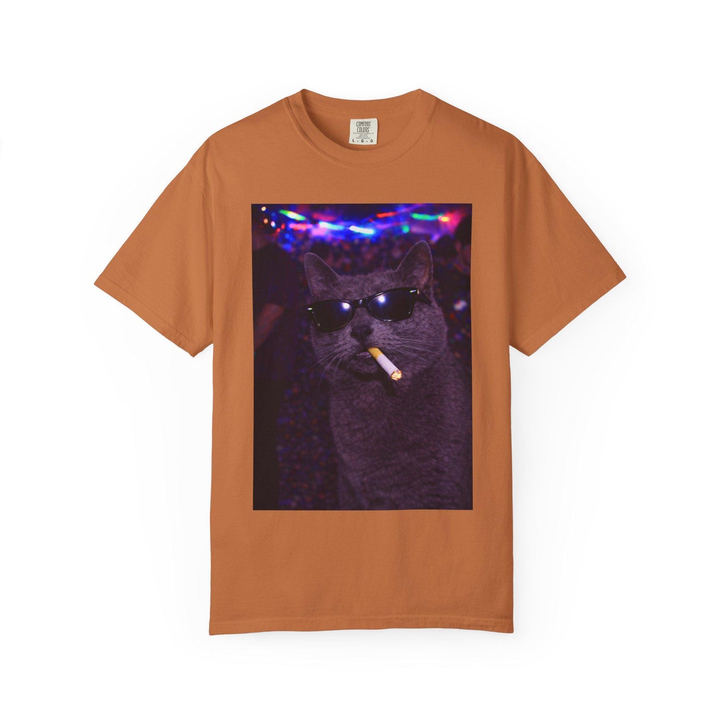 Funny Grey Cat Shirt, Hilarious Gray Cats Smoking Night Club T-Shirt, Party Animal Tee Gift, Y2k Rave Kitty Tshirt