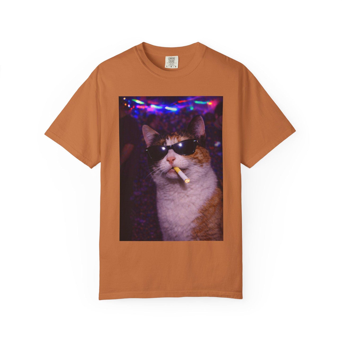 Funny Calico Cat Shirt, Hilarious Cats Smoking Night Club T-Shirt, Party Animal Tee Gift, Y2k Rave Kitty Tshirt