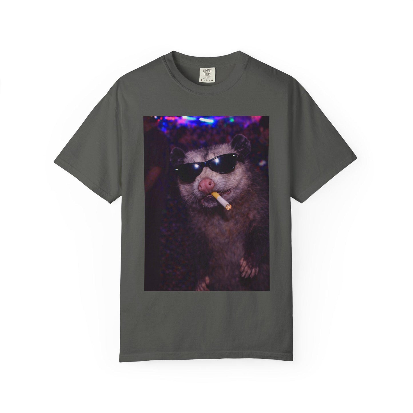 Funny Possum Shirt, Hilarious Opossum Smoking Night Club T-Shirt, Party Animal Tee Gift, Y2k Nightlife Rave Tshirt