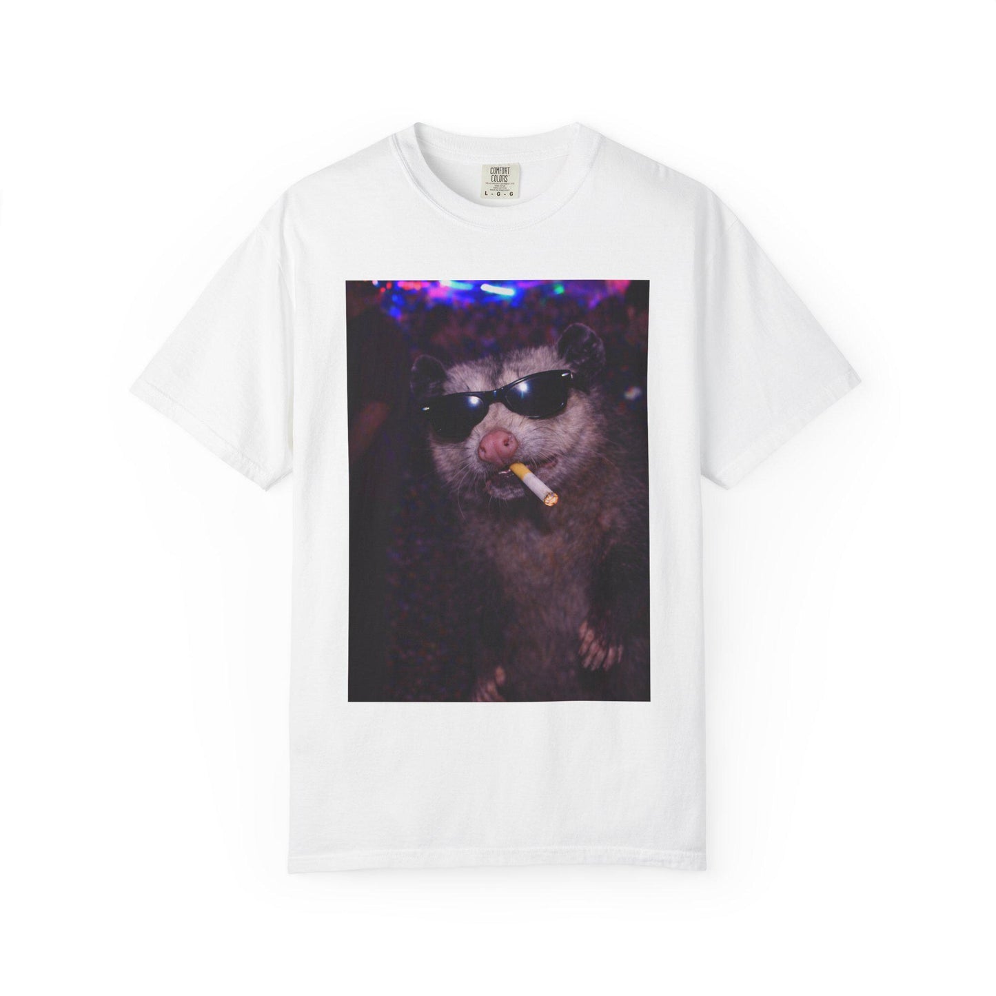 Funny Possum Shirt, Hilarious Opossum Smoking Night Club T-Shirt, Party Animal Tee Gift, Y2k Nightlife Rave Tshirt
