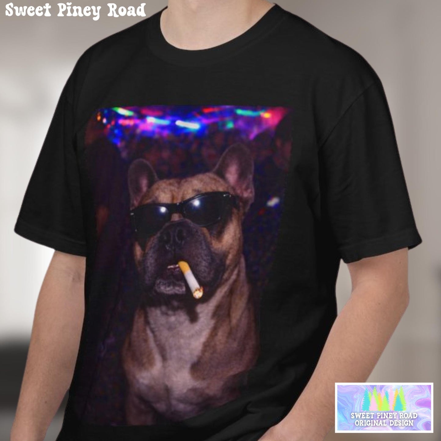 Funny French Bulldog Shirt, Hilarious Frenchie Dogs Smoking Night Club T-Shirt, Party Animal Tee Gift, I Got That Dog In Me y2k Rave Tshirt