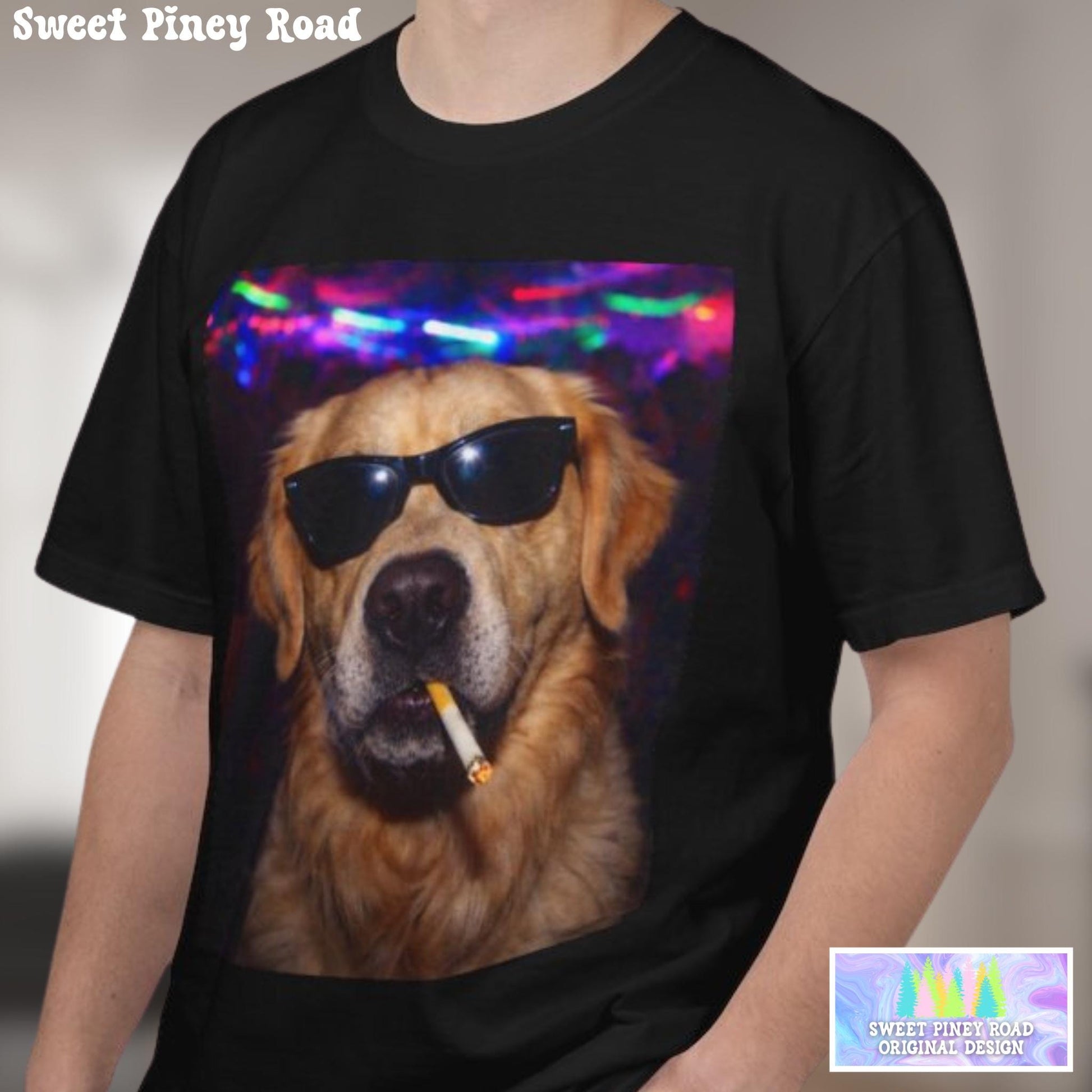 Funny Golden Retriever Shirt, Hilarious Dogs Smoking Night Club T-Shirt, Party Animal Tee Gift, I Got That Dog In Me y2k Rave Themed Tshirt