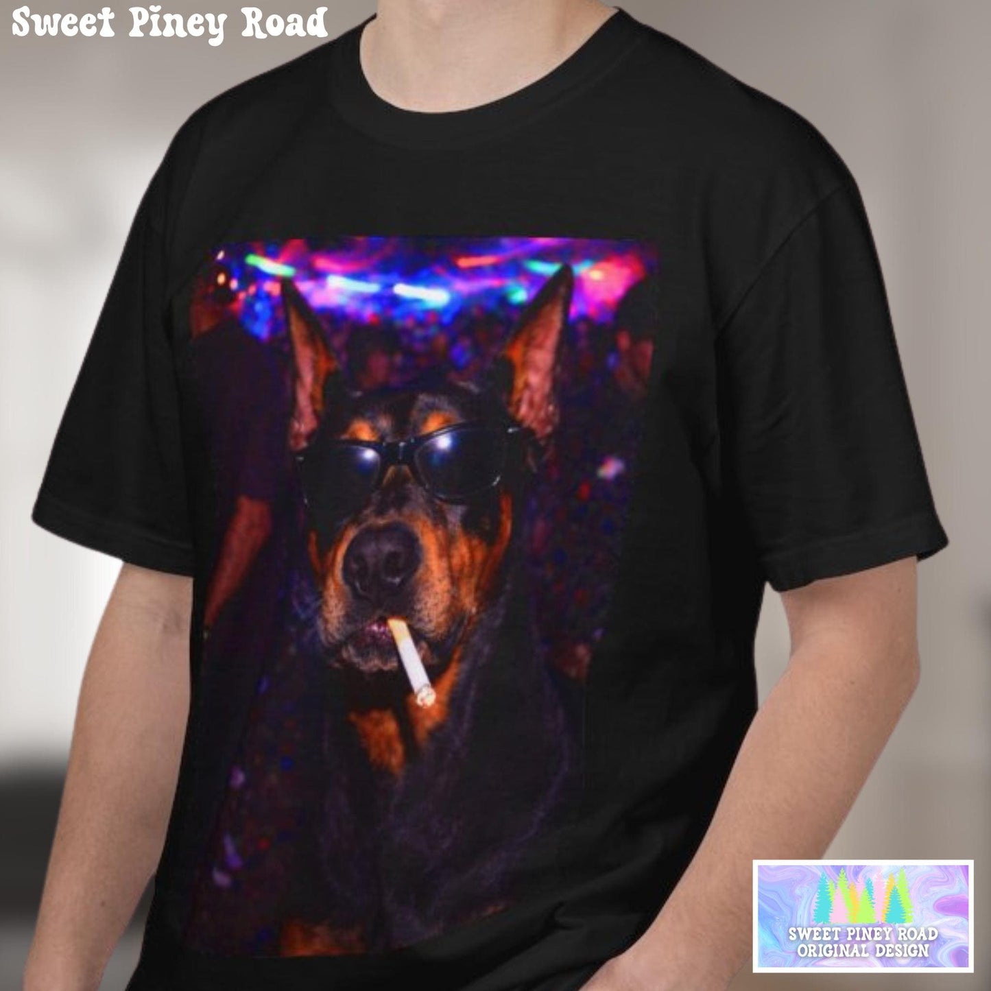 Funny Doberman Shirt, Hilarious Dogs Smoking Night Club T-Shirt, Party Animal Tee Gift, I Got That Dog In Me y2k Rave Themed Tshirt