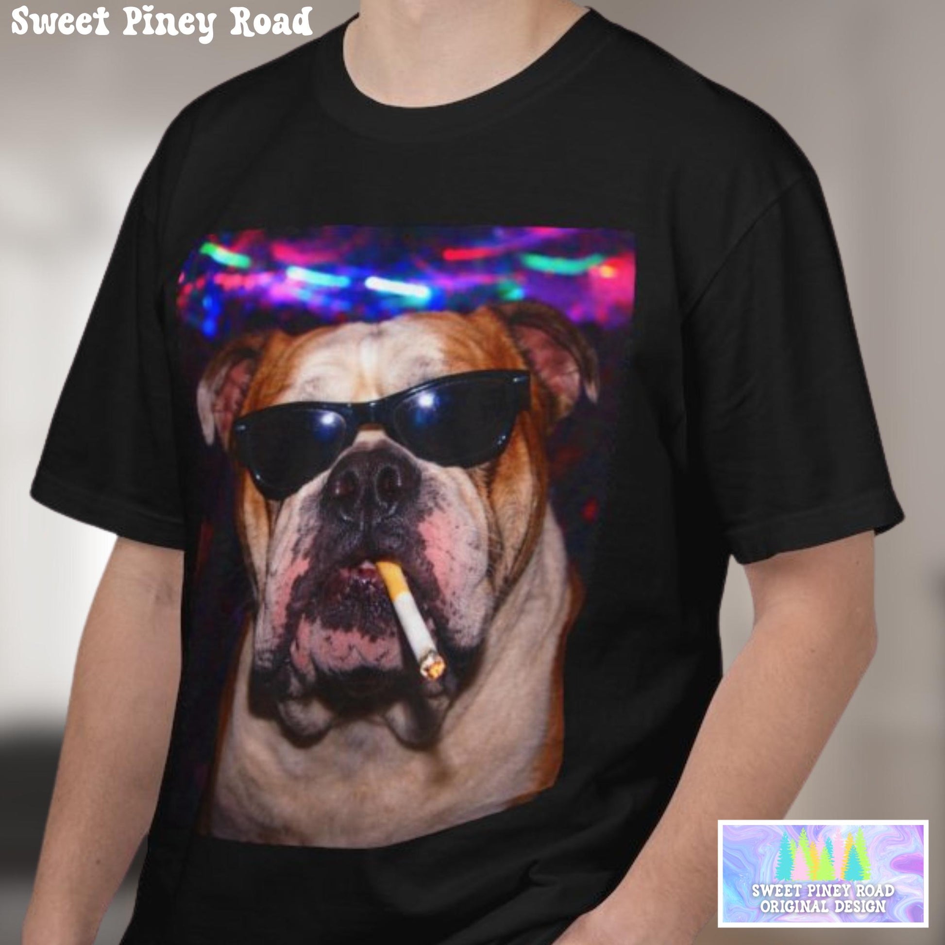Funny English Bulldog Shirt, Hilarious Bully Dogs Smoking Night Club T-Shirt, Party Animal Tee Gift, I Got That Dog In Me y2k Rave Tshirt