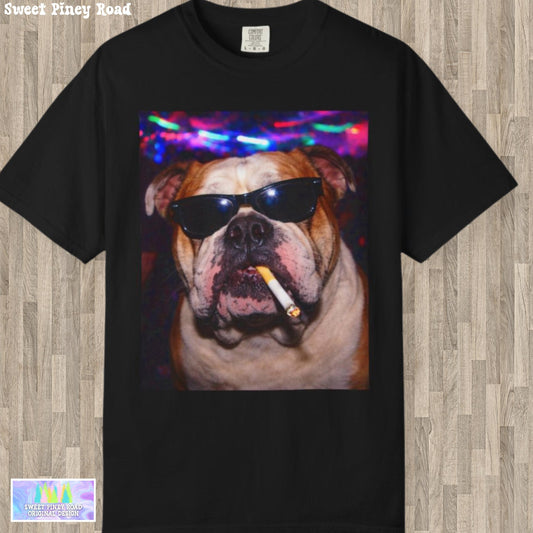 Funny English Bulldog Shirt, Hilarious Bully Dogs Smoking Night Club T-Shirt, Party Animal Tee Gift, I Got That Dog In Me y2k Rave Tshirt