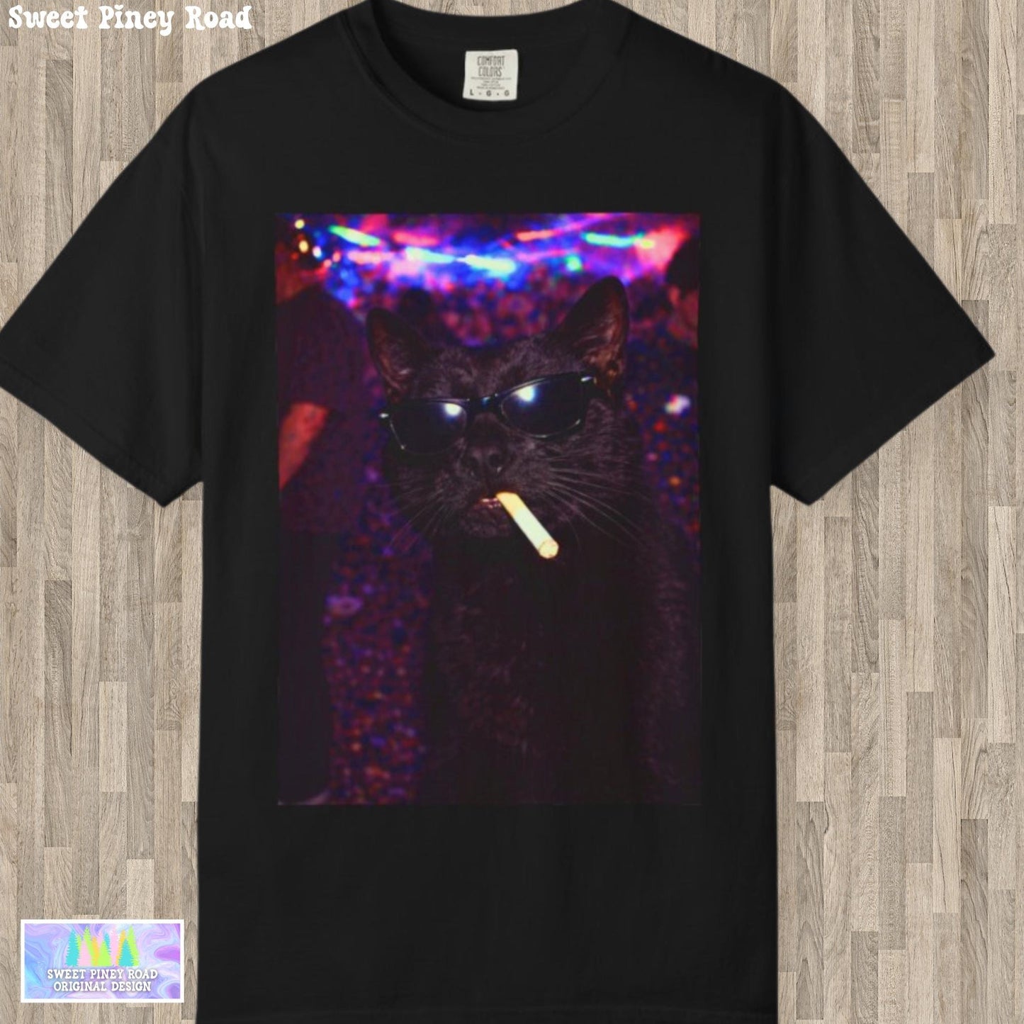 Funny Black Cat Shirt, Hilarious Cats Smoking Night Club T-Shirt, Party Animal Tee Gift, Y2k Rave Kitty Tshirt