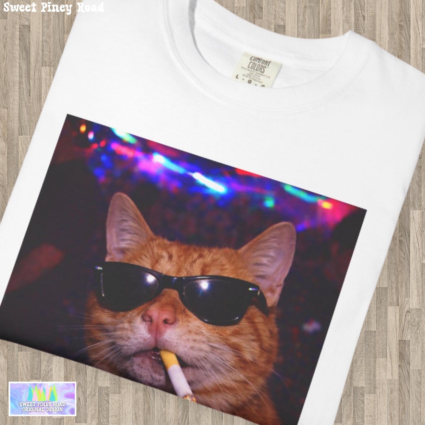 Funny Orange Cat Shirt, Hilarious Cats Smoking Night Club T-Shirt, Party Animal Tee Gift, Y2k Rave Kitty Tshirt