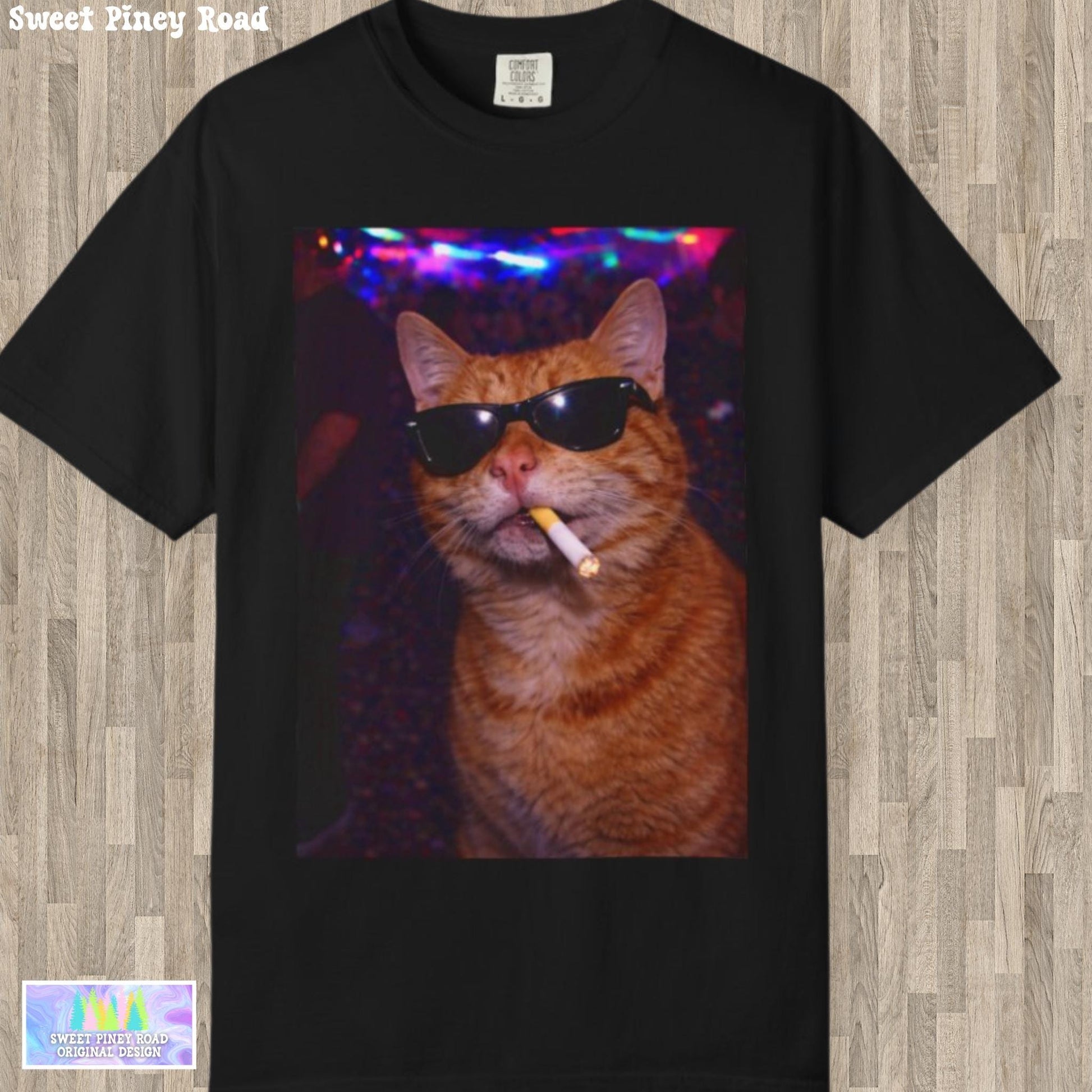 Funny Orange Cat Shirt, Hilarious Cats Smoking Night Club T-Shirt, Party Animal Tee Gift, Y2k Rave Kitty Tshirt