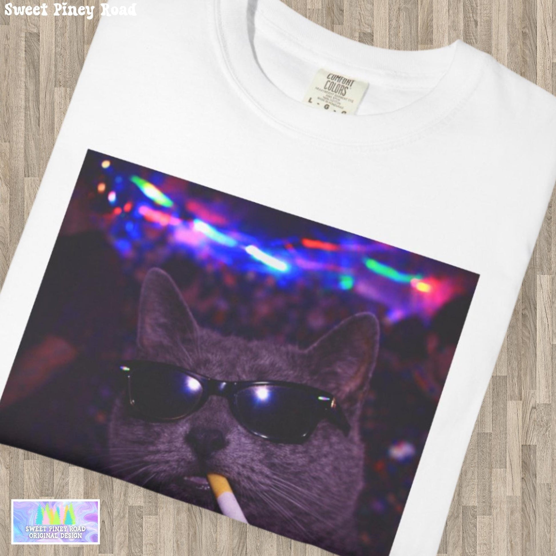 Funny Grey Cat Shirt, Hilarious Gray Cats Smoking Night Club T-Shirt, Party Animal Tee Gift, Y2k Rave Kitty Tshirt