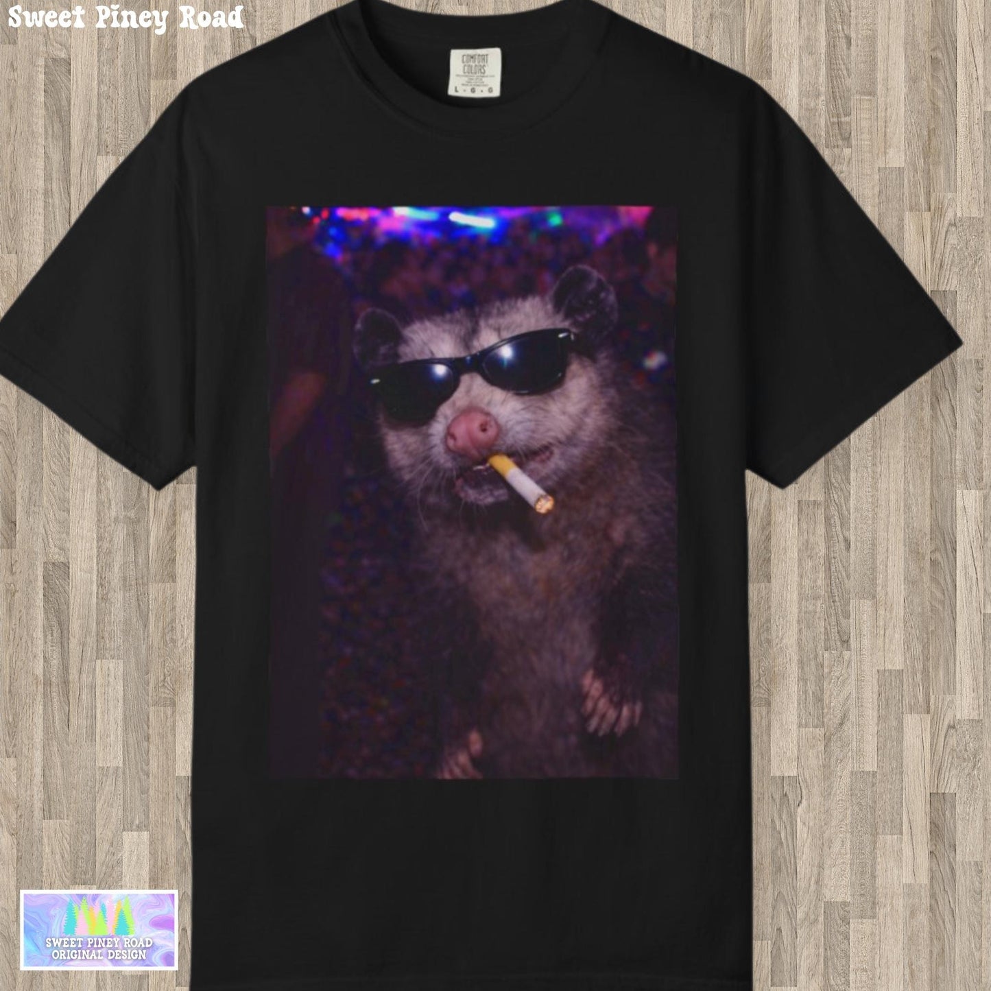 Funny Possum Shirt, Hilarious Opossum Smoking Night Club T-Shirt, Party Animal Tee Gift, Y2k Nightlife Rave Tshirt