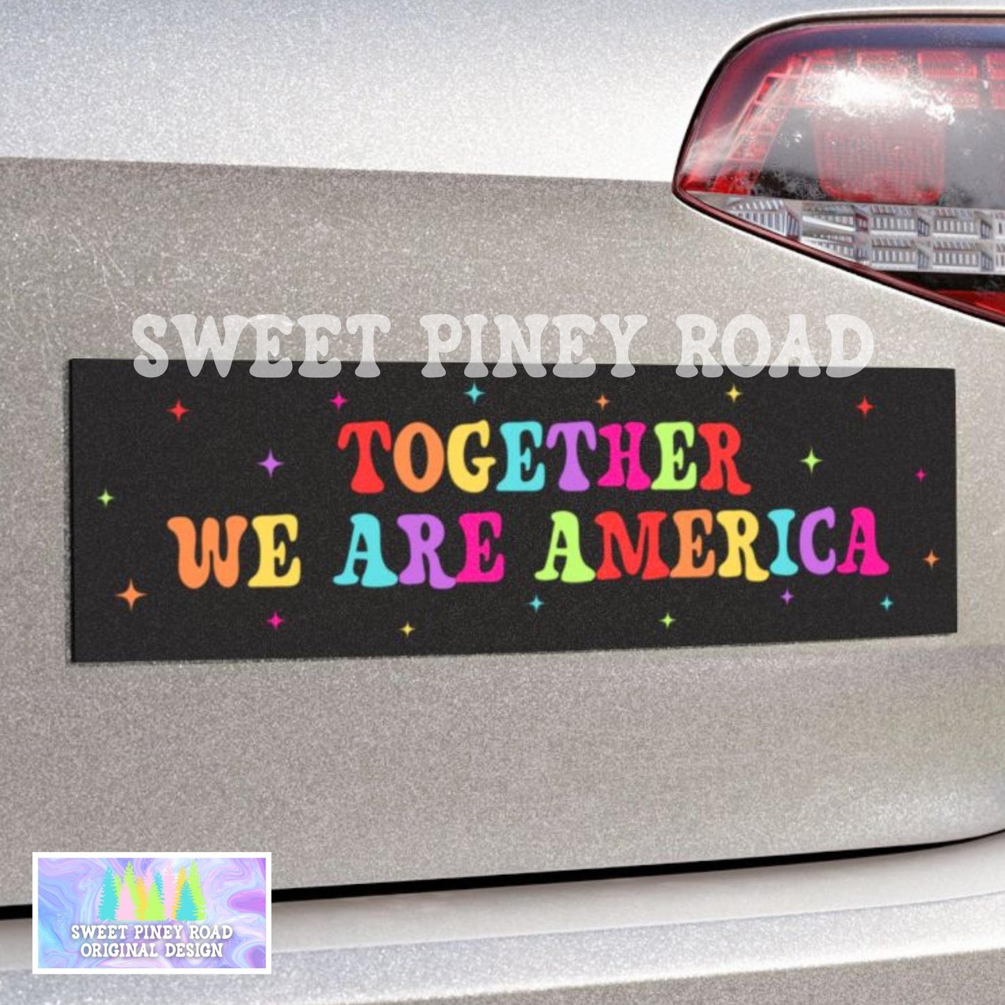 Together We Are America Car Magnet, FDT Bumper Sticker, Anti Trump MAGA Rainbow Decal, F*ck ICE, Latin Pride, Protest Rally Against Racism