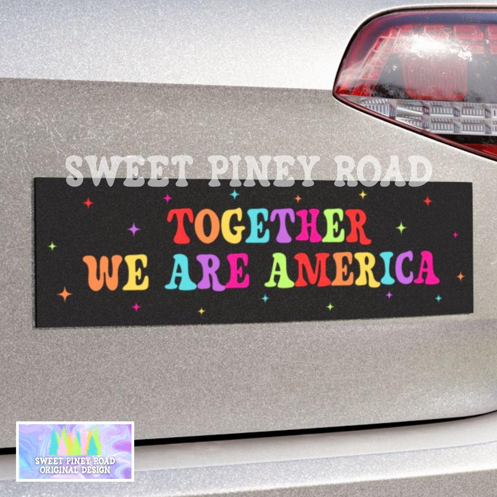 Together We Are America Car Magnet, FDT Bumper Sticker, Anti Trump MAGA Rainbow Decal, F*ck ICE, Latin Pride, Protest Rally Against Racism