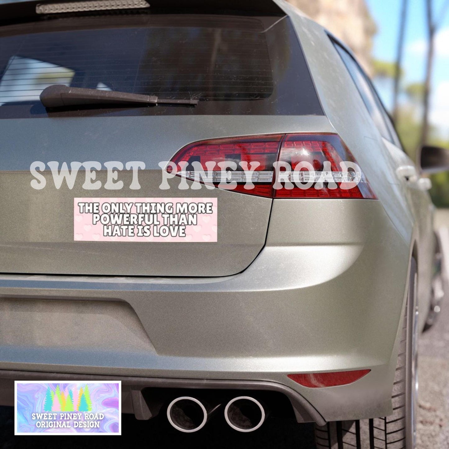 The Only Thing More Powerful Than Hate Is Love Car Magnet, F*ck ICE Bumper Sticker, Anti Trump MAGA Latin Pride, Pink Fight Racism FDT