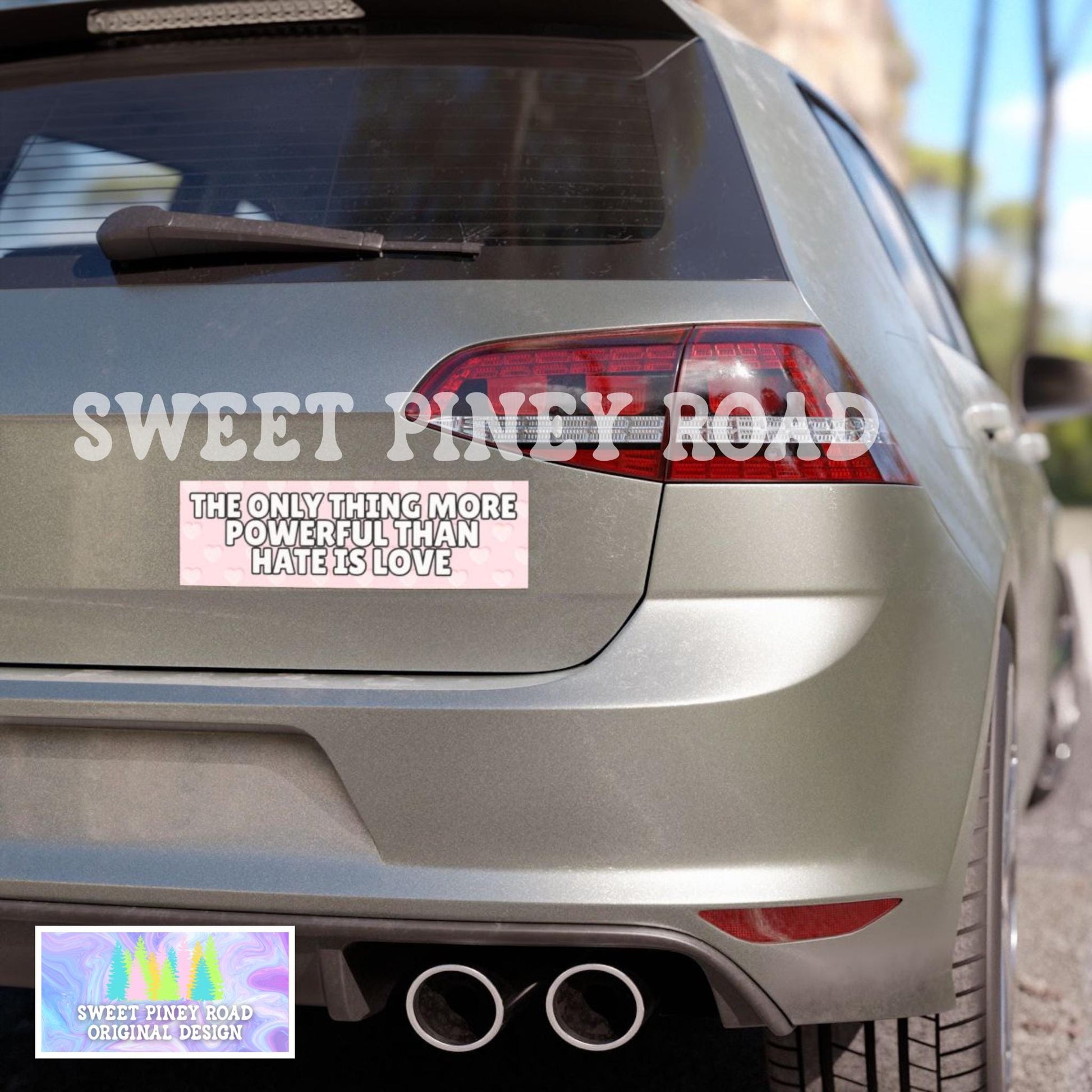 The Only Thing More Powerful Than Hate Is Love Car Magnet, F*ck ICE Bumper Sticker, Anti Trump MAGA Latin Pride, Pink Fight Racism FDT