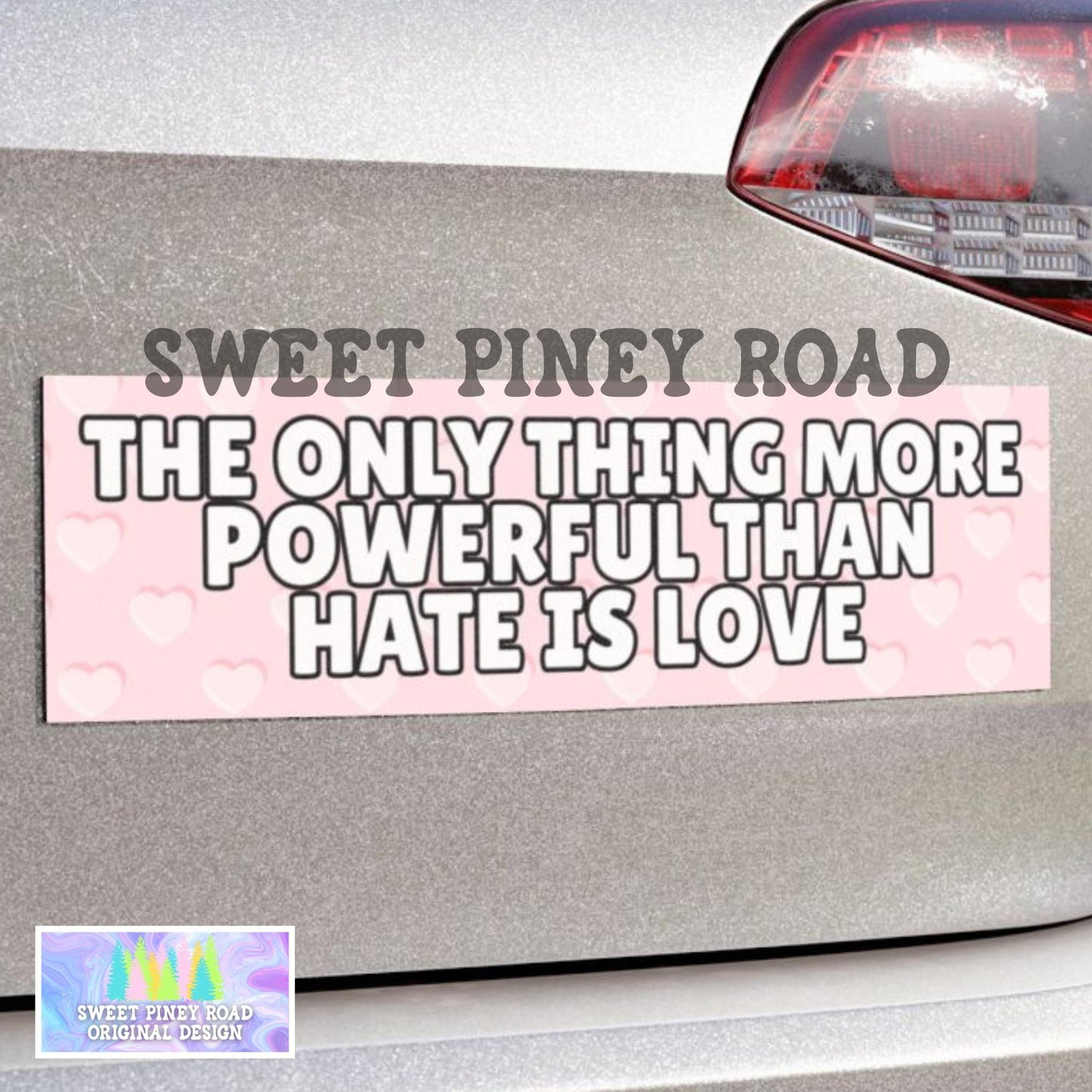 The Only Thing More Powerful Than Hate Is Love Car Magnet, F*ck ICE Bumper Sticker, Anti Trump MAGA Latin Pride, Pink Fight Racism FDT