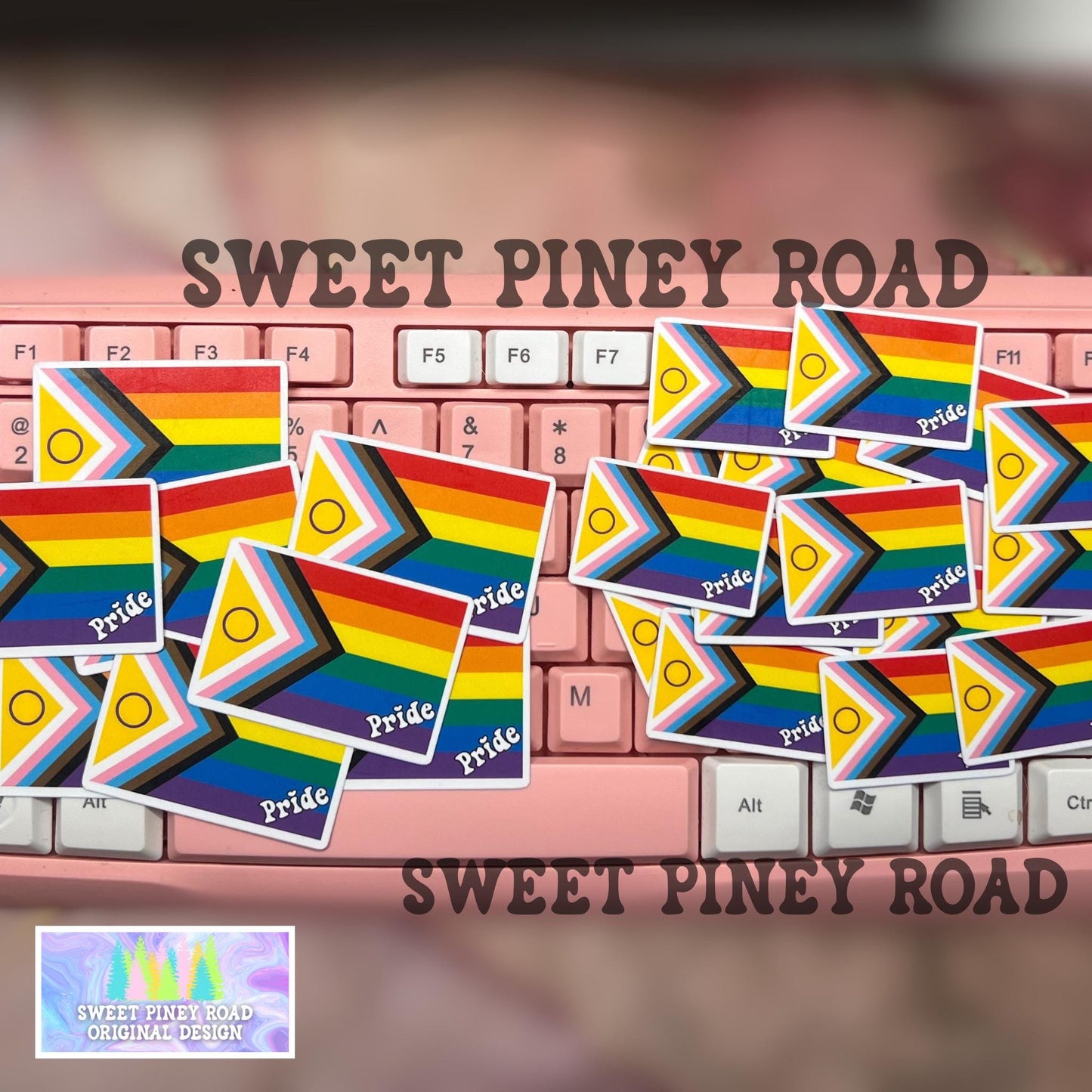 Intersex-inclusive Progress Flag Sticker Pack, Gay LGBTQIA+ Glossy Rainbow Stickers, Pride Parade and Festival Handouts