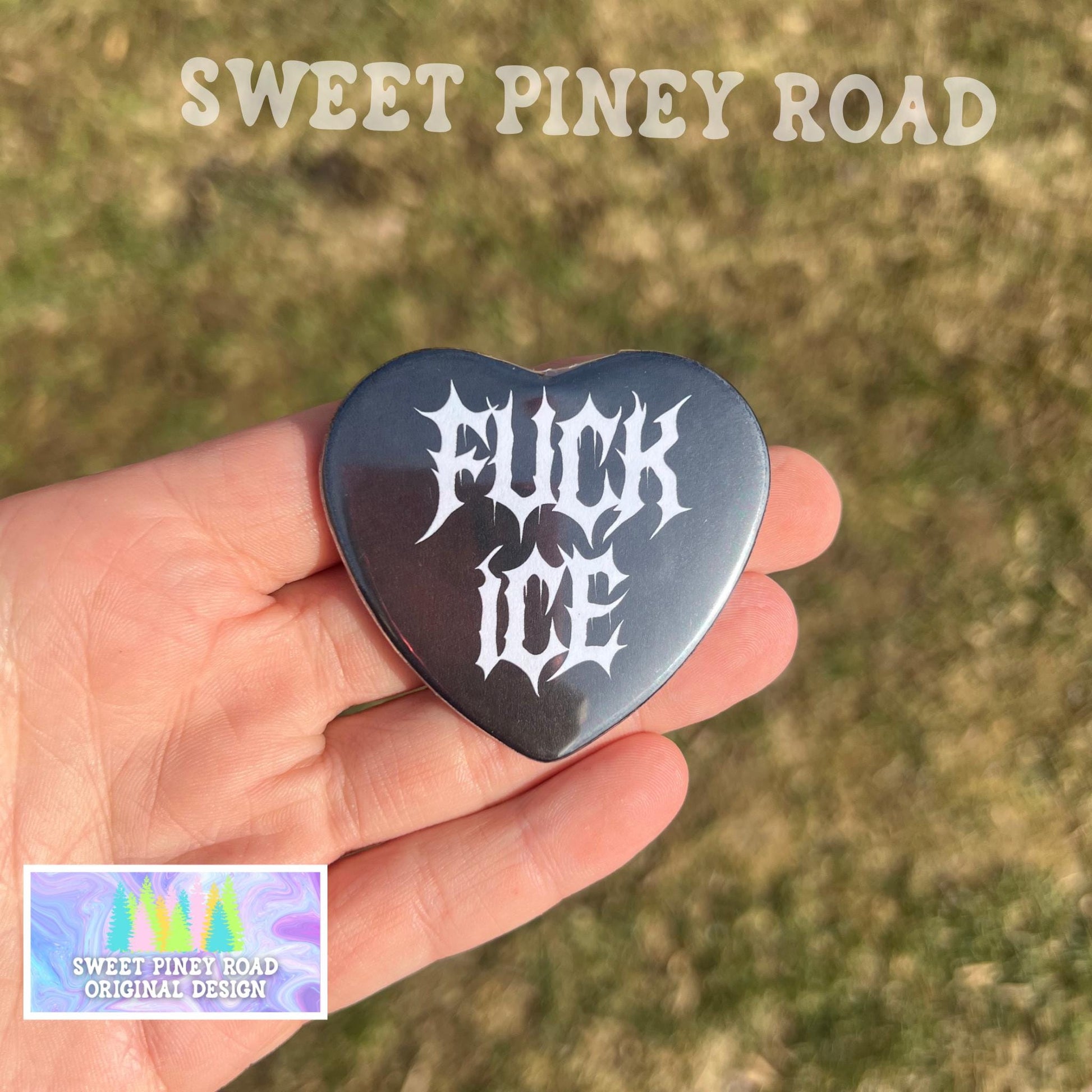 F*ck ICE Metalcore Heart Button Pin, Alternative Goth Abolish ICE Y2K Buttons, Deathcore Hardcore FDT, Anti Trump Pro Immigration