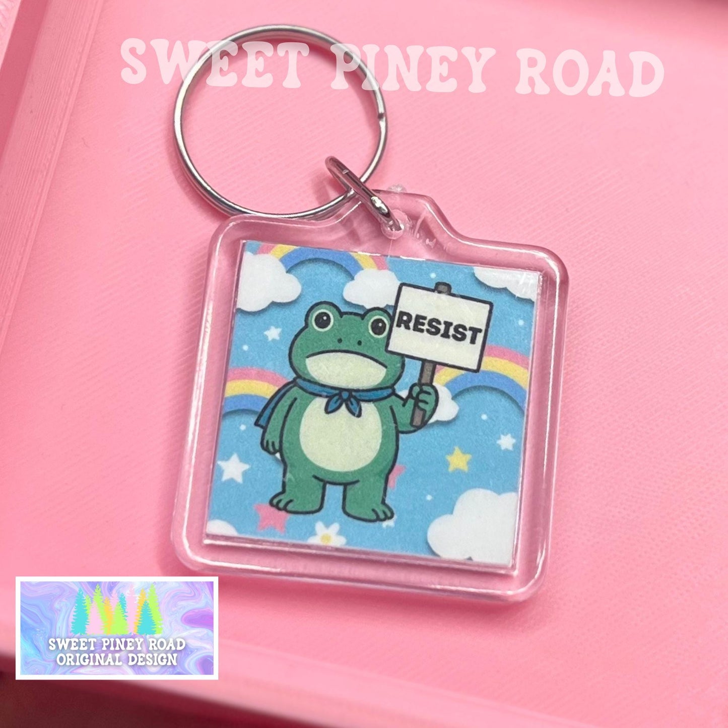 Resist ICE Frog Keychain, Abolish ICE Political Bag Charm, Chinga La Migra, Anti Trump Protest Acrylic Bag Tag, FDT Gift For Democrat