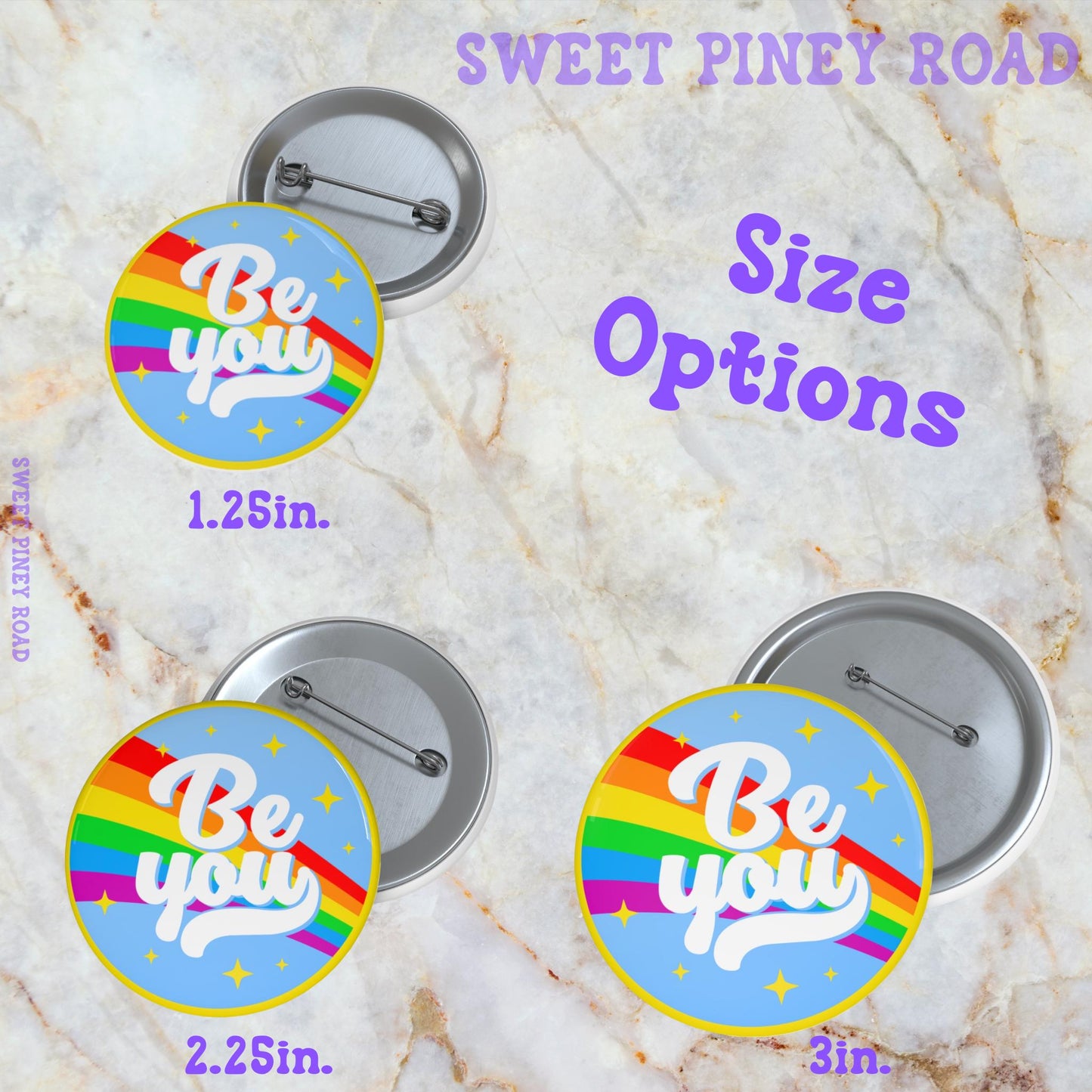 LGBTQIA+ Pride Button, Be You Gay Rights Pin, Rainbow Buttons, Rally Lesbian Bisexual Ally Pins