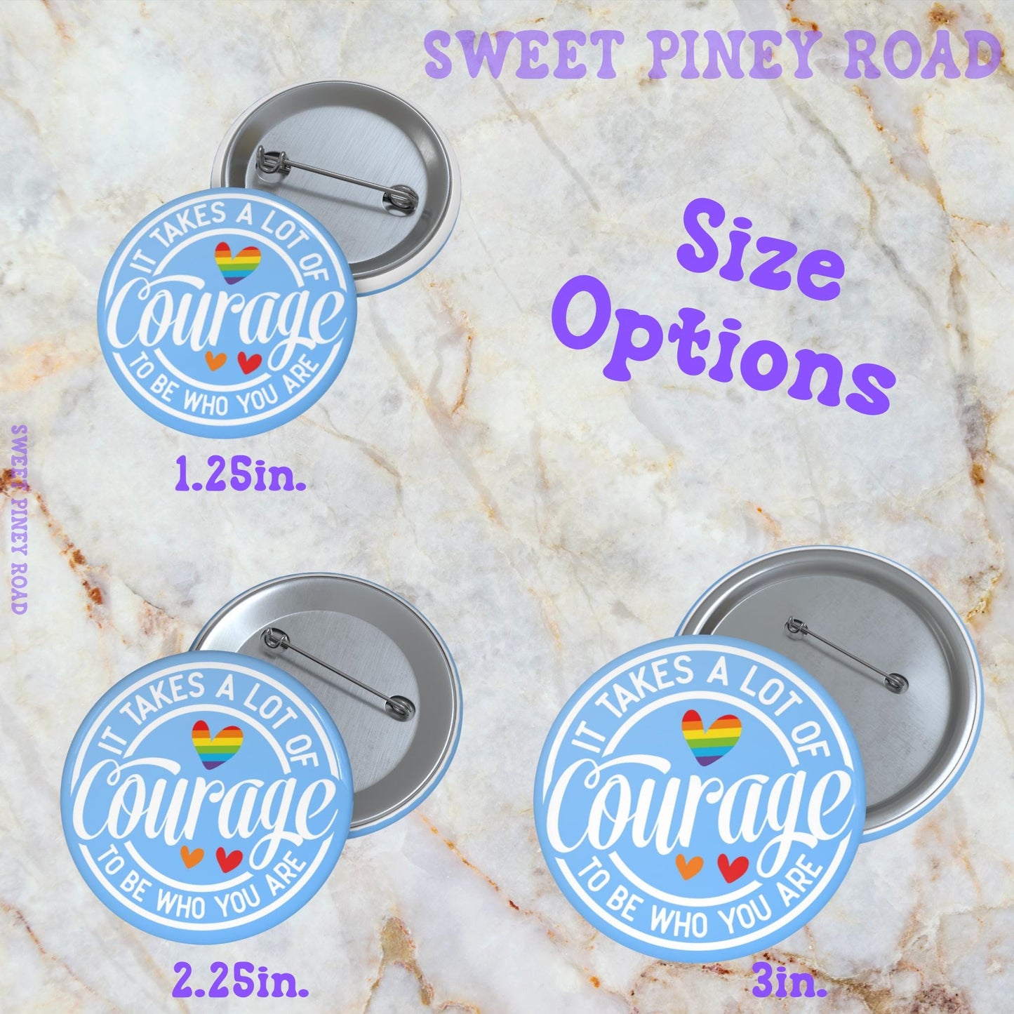 LGBTQIA+ Courage Pride Pin, Button Pins for Gay Lesbian Bisexual Festival, Inclusion Love Wins