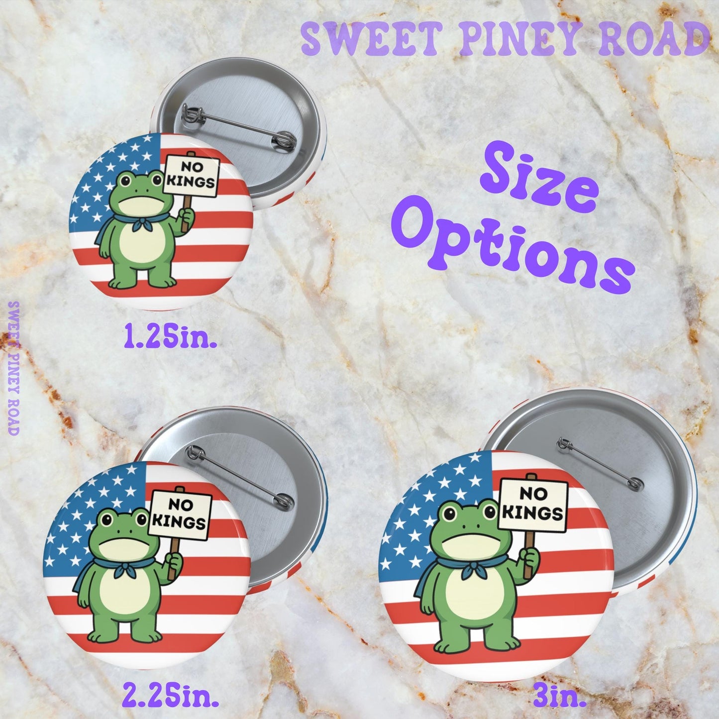 No Kings In America Frog Protest Pin, Anti-Trump Rally Pinback, Anti ICE Liberal Button, Democracy Not Oligarchy Buttons, Resist Fascism