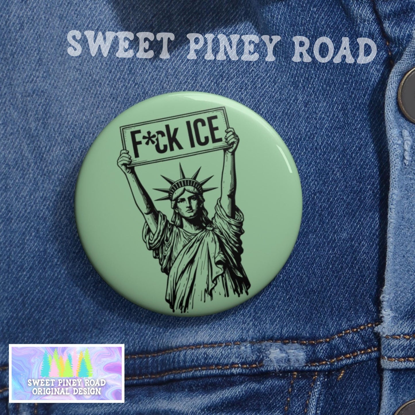 F*ck ICE Pin, Anti Trump Anti-MAGA Pinback, Liberal Rally Merch, Buttons for FDT Protest Rally, Leftist Gift Idea, Lady Liberty Abolish Ice