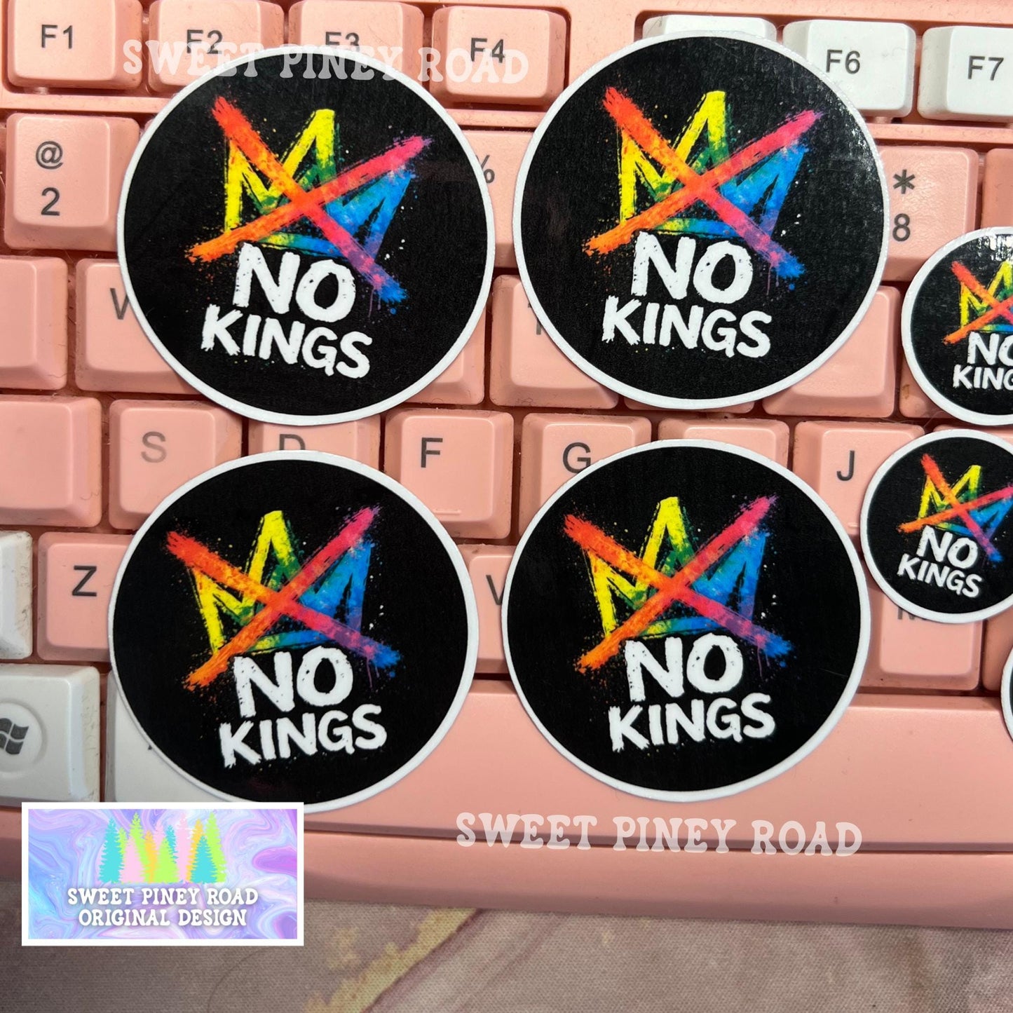 No Kings In America Protest Sticker Pack, Anti-Trump Glossy! Rally Stickers, Anti ICE Liberal, Democracy Not Oligarchy, Resist Fascism Decal