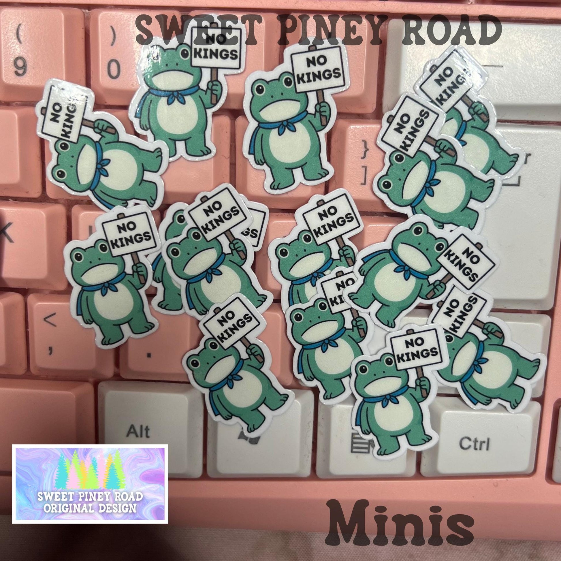 No Kings Frog Stickers, Anti-Trump Sticker Pack, Anti Ice Political Humor 2in. Glossy 15/35/50 pc, Cute Frogs Rally Protest Handouts