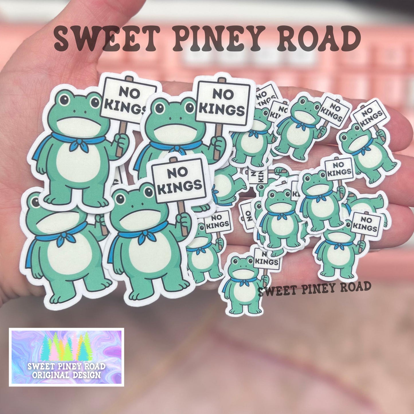 No Kings Frog Stickers, Anti-Trump Sticker Pack, Anti Ice Political Humor 2in. Glossy 15/35/50 pc, Cute Frogs Rally Protest Handouts